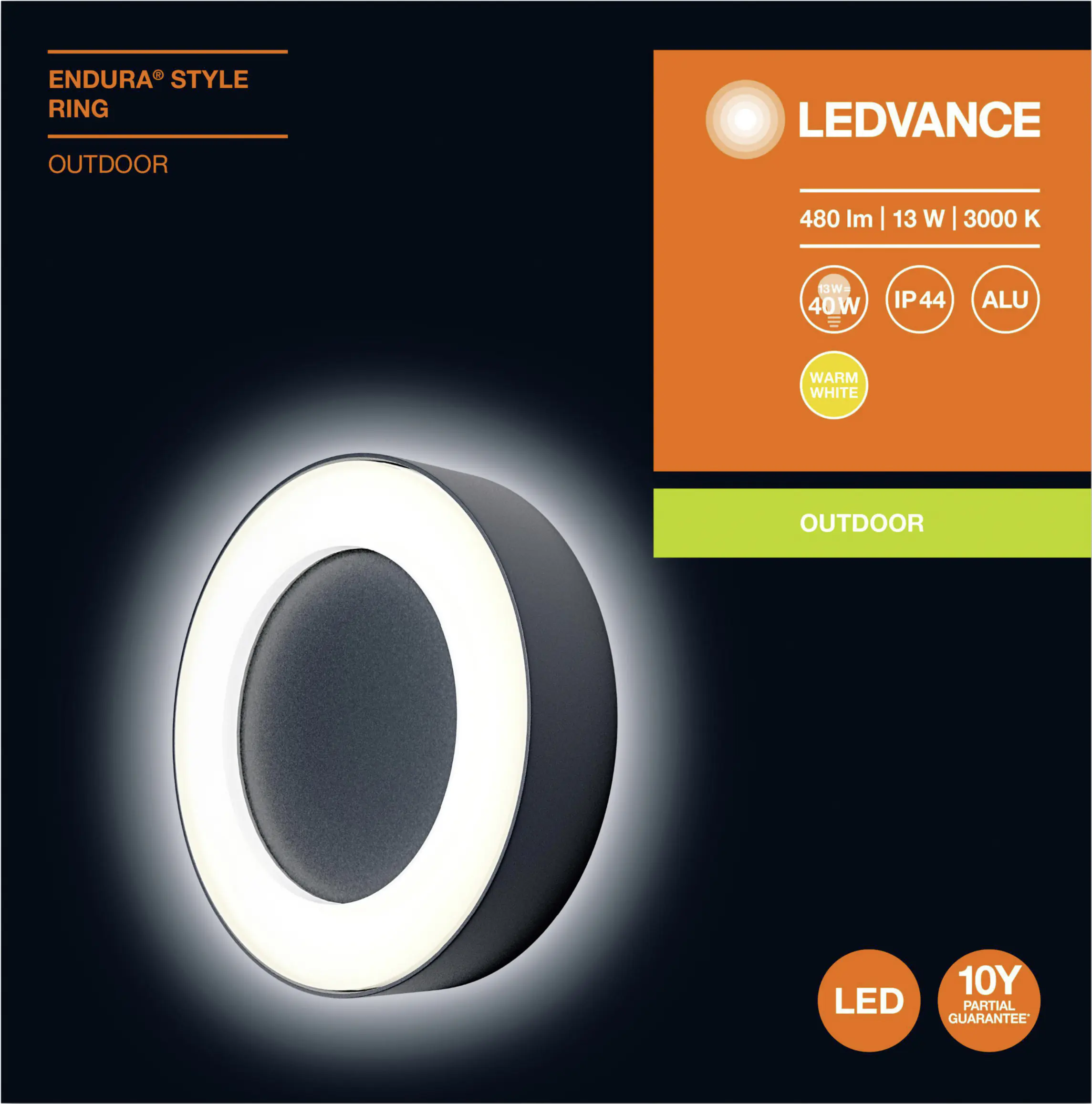 Ledvance Außenleuchte Endura Style Ring dunkelgrau