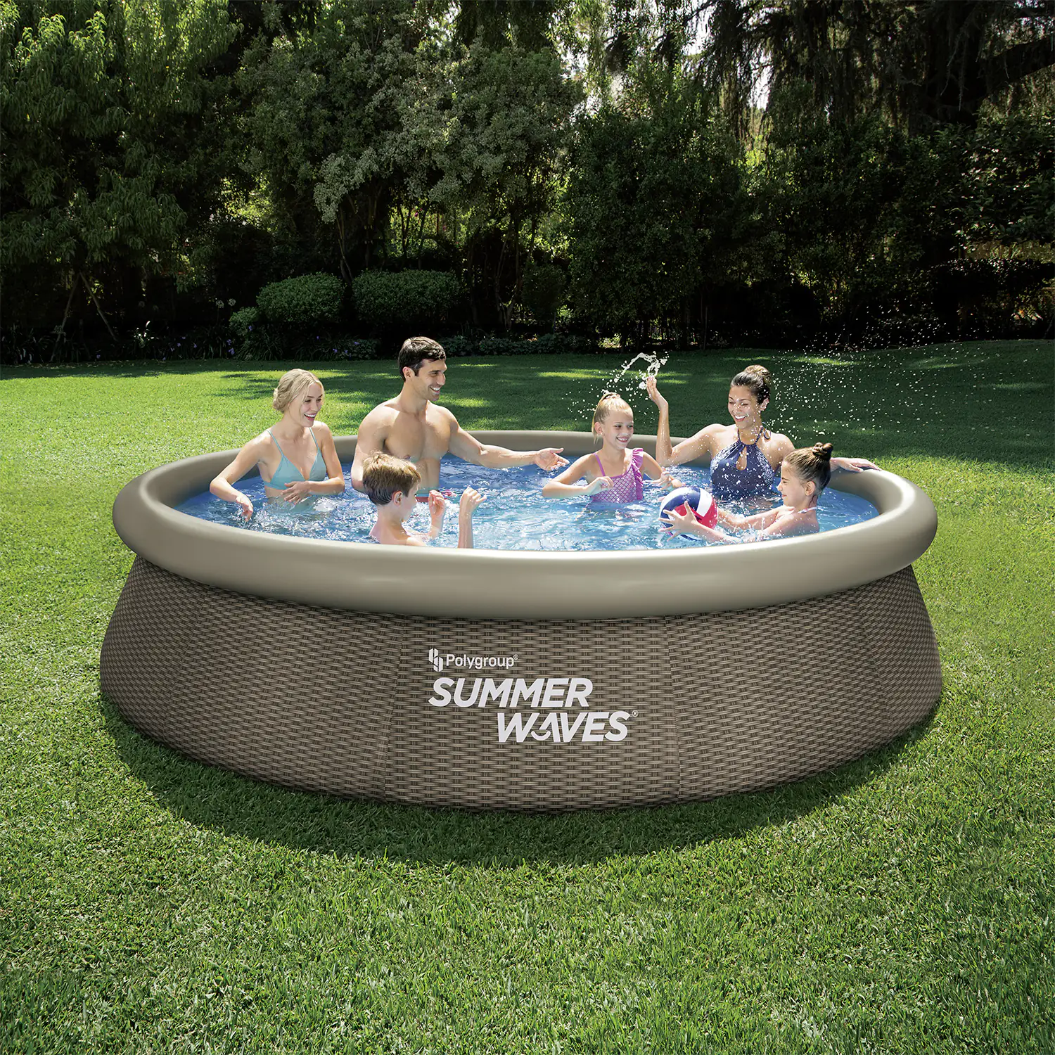 Summer Waves Quick Pool aufblasbar Rattan braun Ø 366 x 76 cm