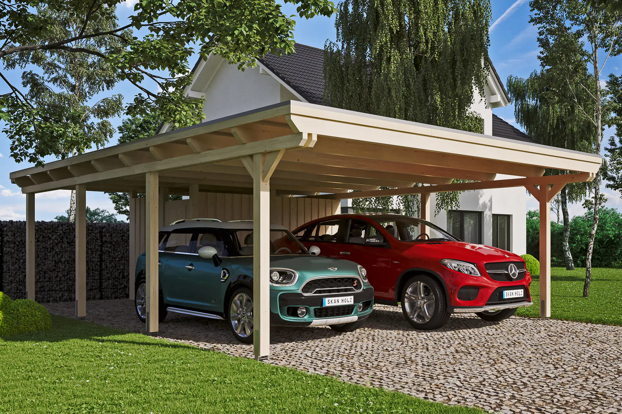 4018211023141 SKAN HOLZ Carport Emsland 613 x 846 cm mit EPDM-Dach mit Abstellraum