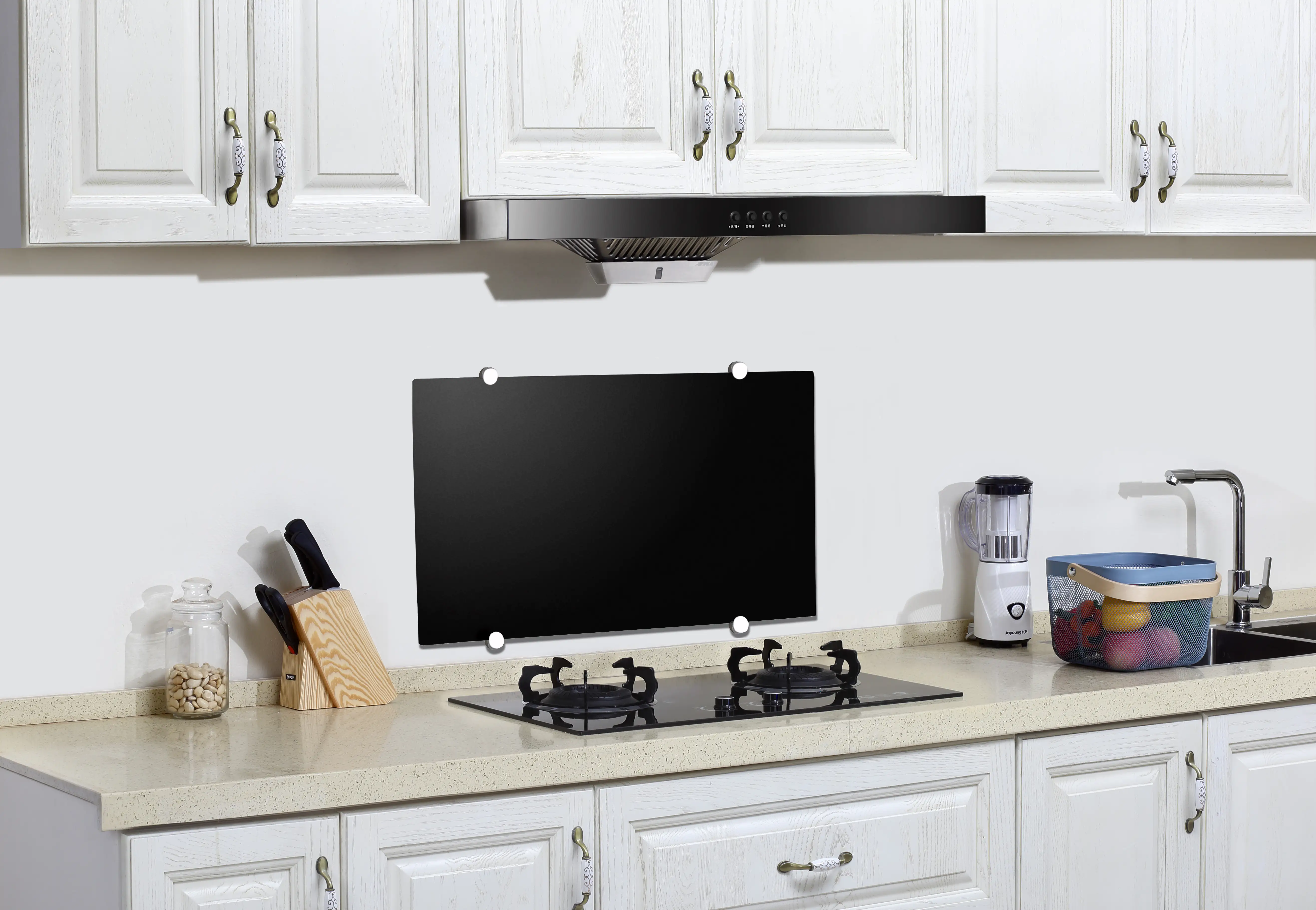 TrendLine Küchenrückwand Glas schwarz 60 x 40 cm, 5 mm