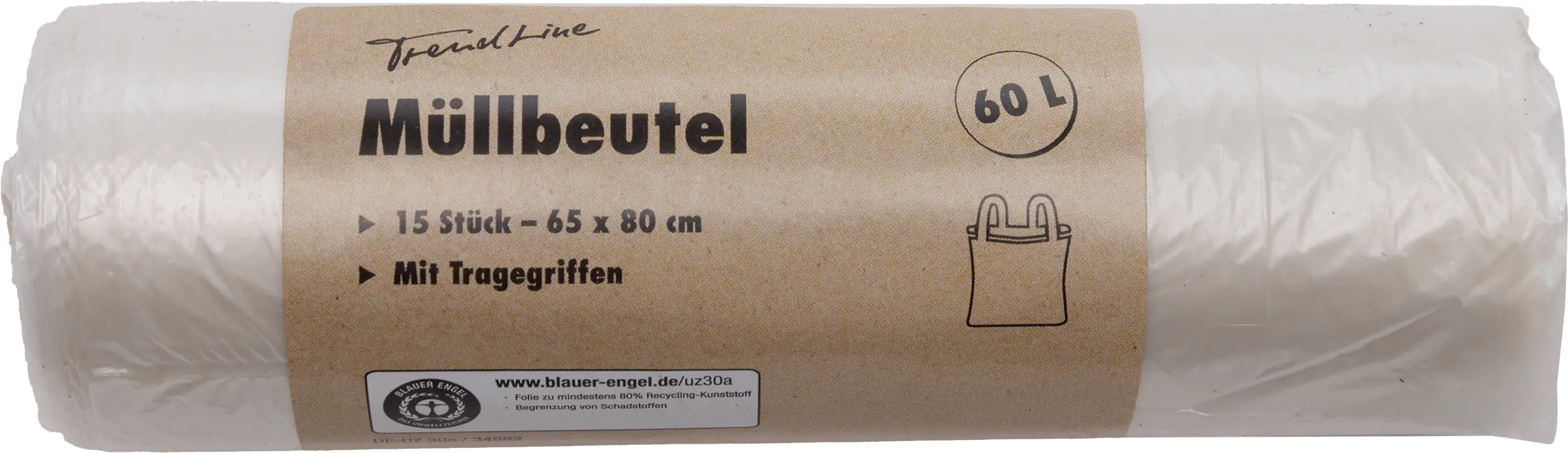 Trendline Müllbeutel 60 L, transparent+Tragegriff, 15 Stück Trendline Müllbeutel 60 L, transparent+Tragegriff, 15 Stück