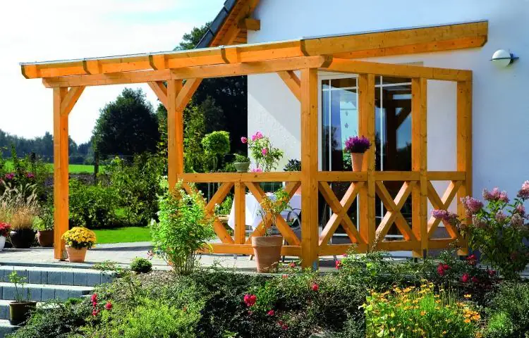 SKAN HOLZ Terrassenüberdachung Andria 434 x 250 cm, Leimholz, natur