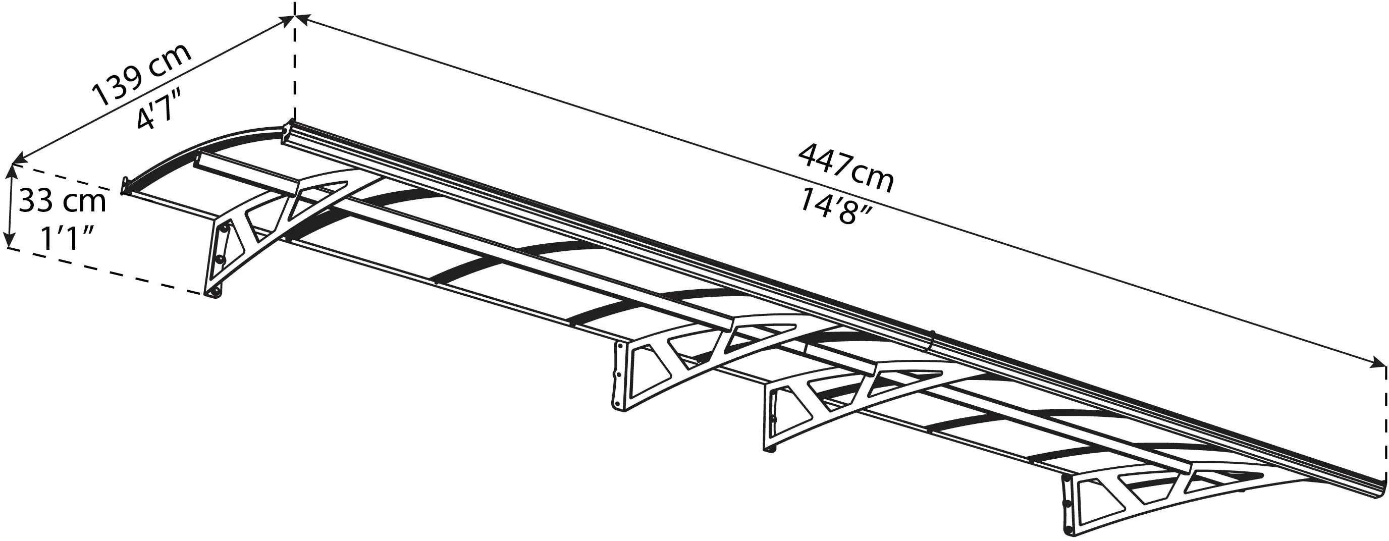 Canopia Vordach Amsterdam  447 x 139 cm anthrazit