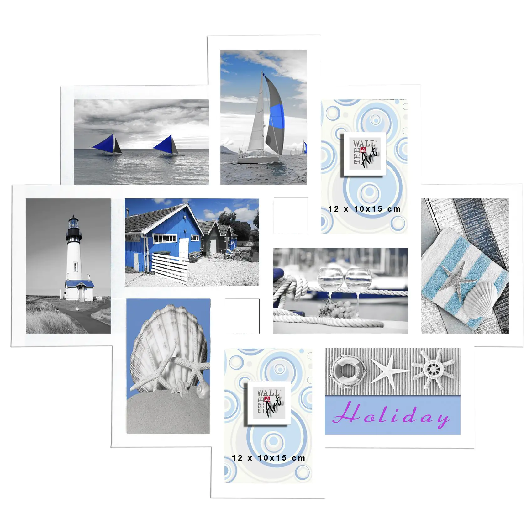 Bilderrahmen Multi Showcase 10 Fotos, weiß, 55 x 55 cm