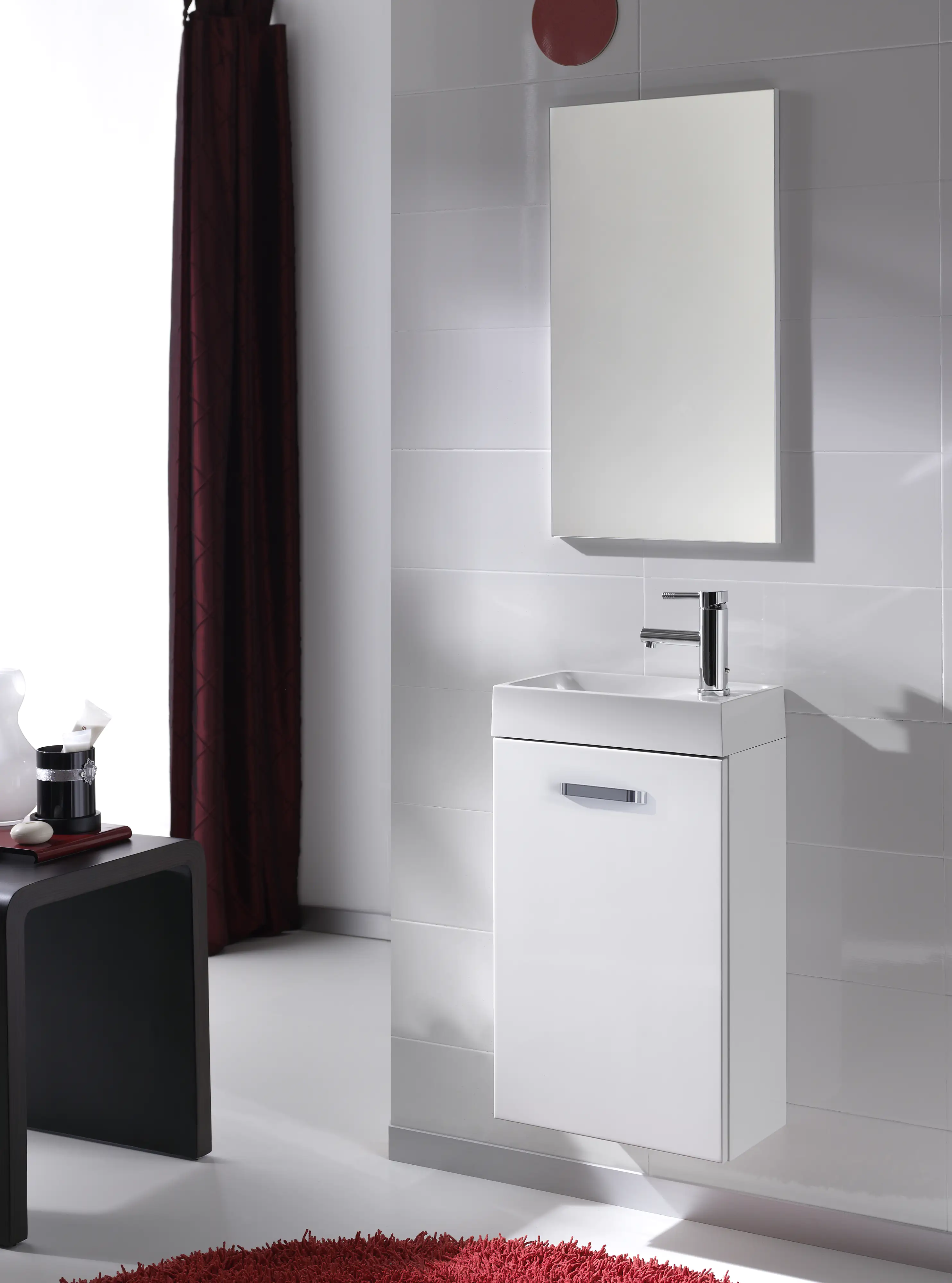 Gäste WC Möbel Set Mainz weiß hochglanz 40 cm