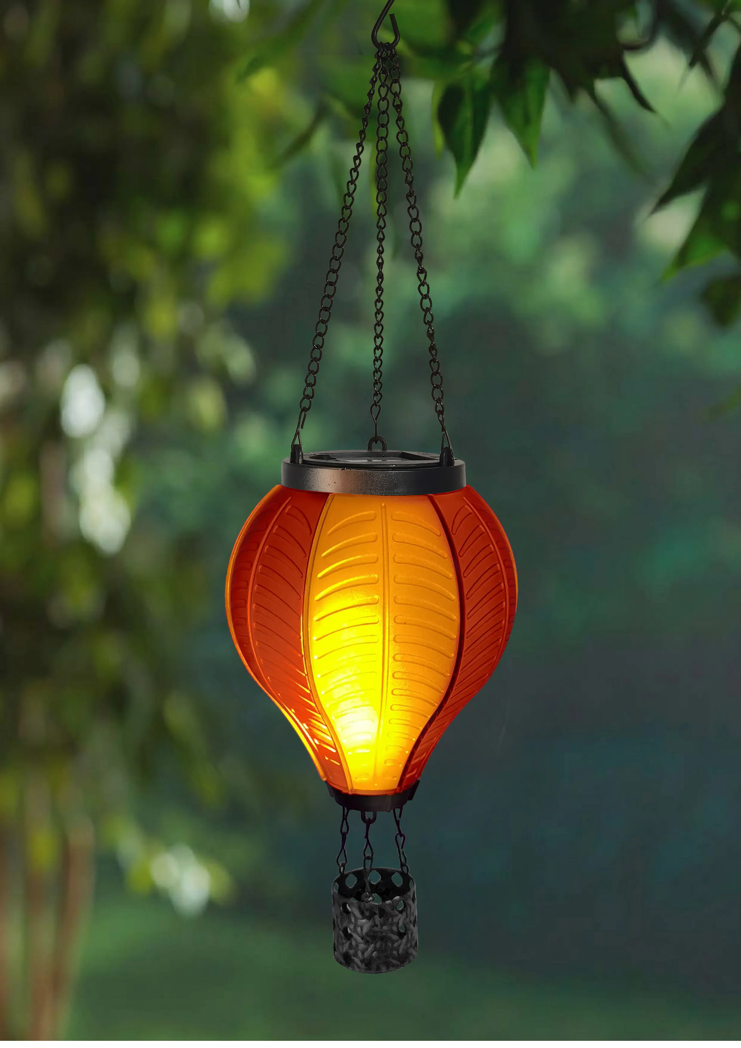 Dapo LED Solarleuchte Heißluftballon mit Flammeeffekt rot/weiß warmweiß