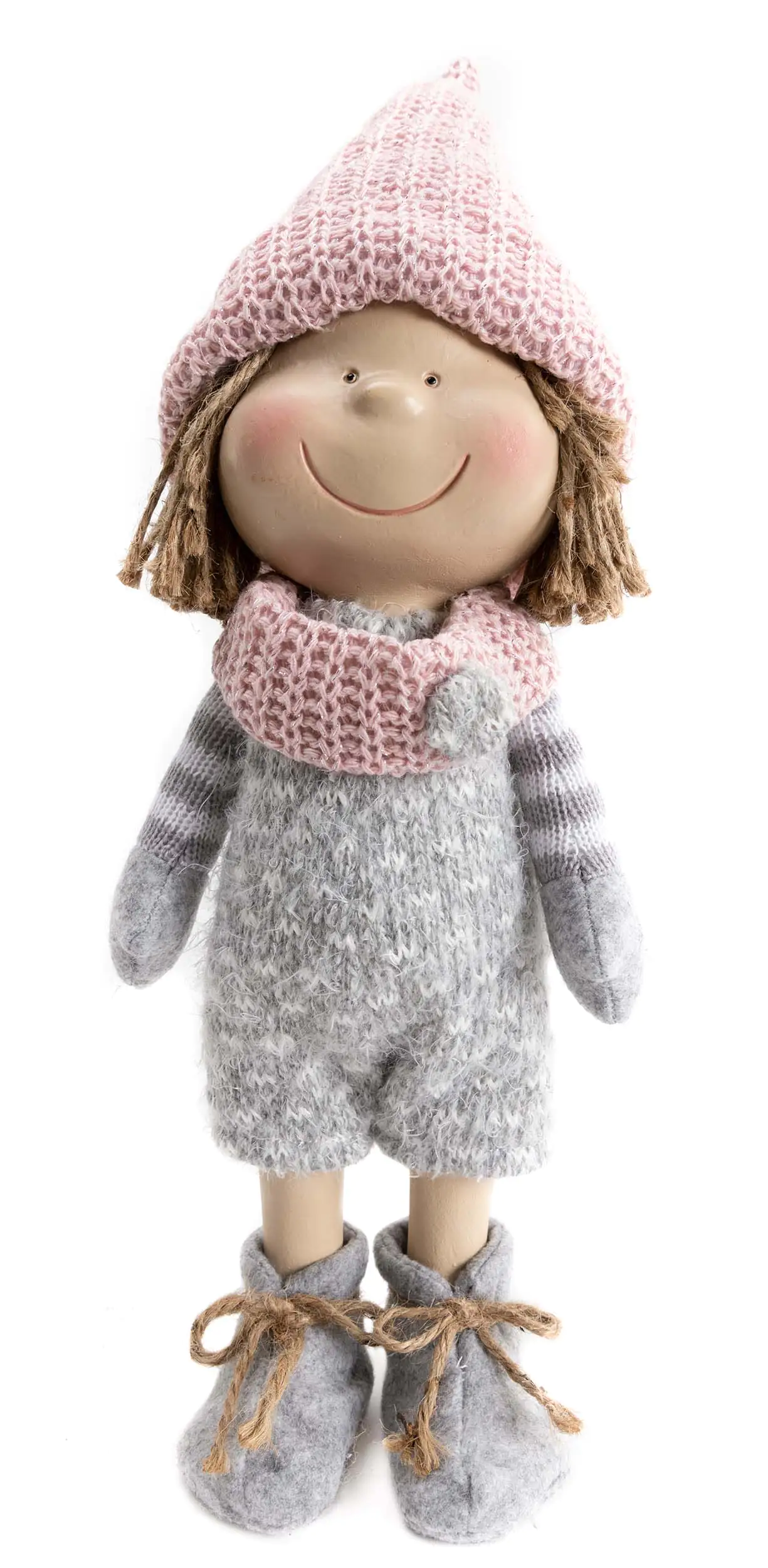 TrendLine Dekofigur Kind 15 x 12 x 42 cm grau-rosa