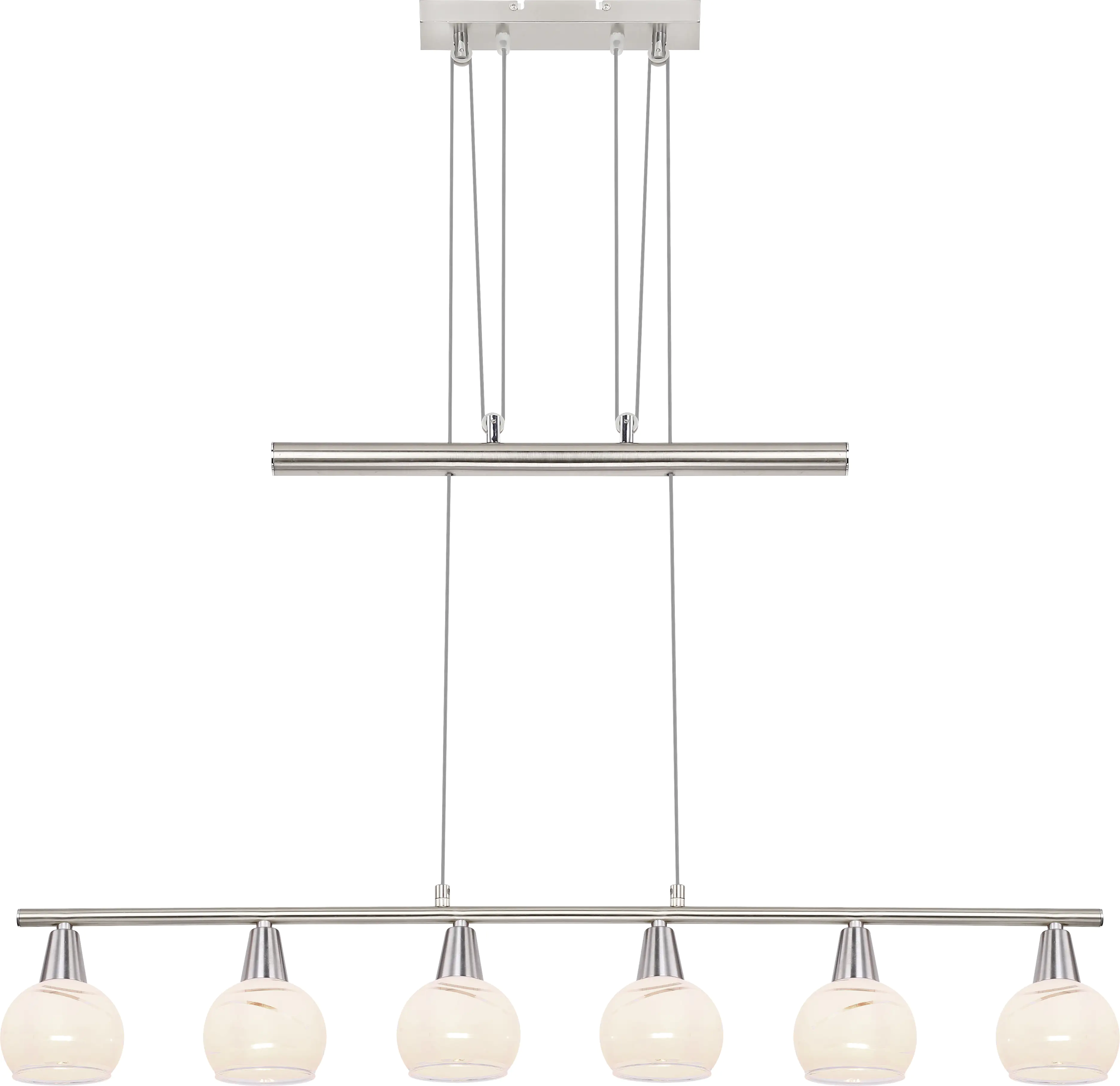 Globo 6er Hängeleuchte Olli nickel-matt 90 x 9,8 cm E14 mit Leuchtmittel