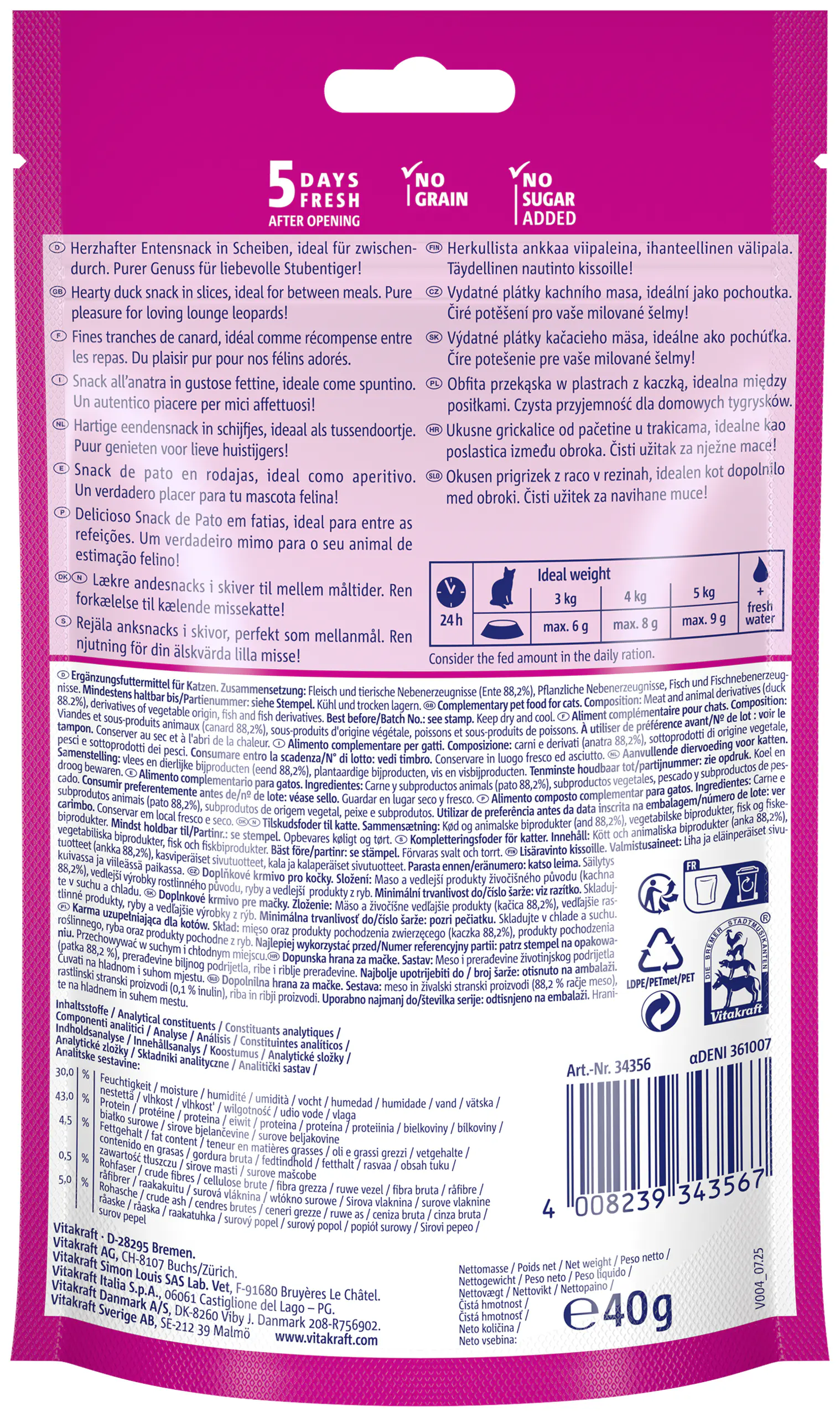 Vitakraft Mininos Entensnack 40 g