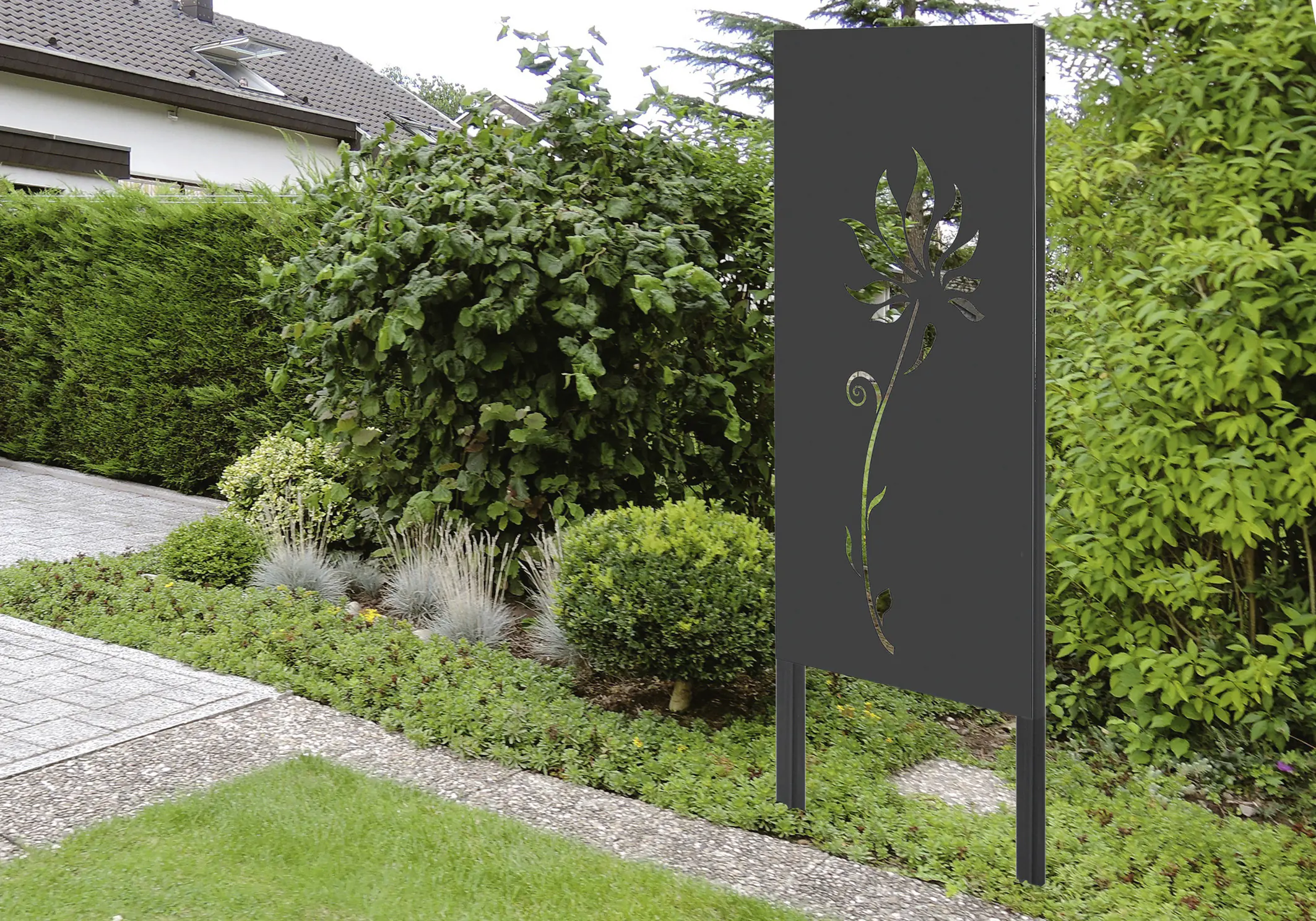 Floraworld Sichtschutz Garten Dekor Lilie 98 x 90 cm anthrazit