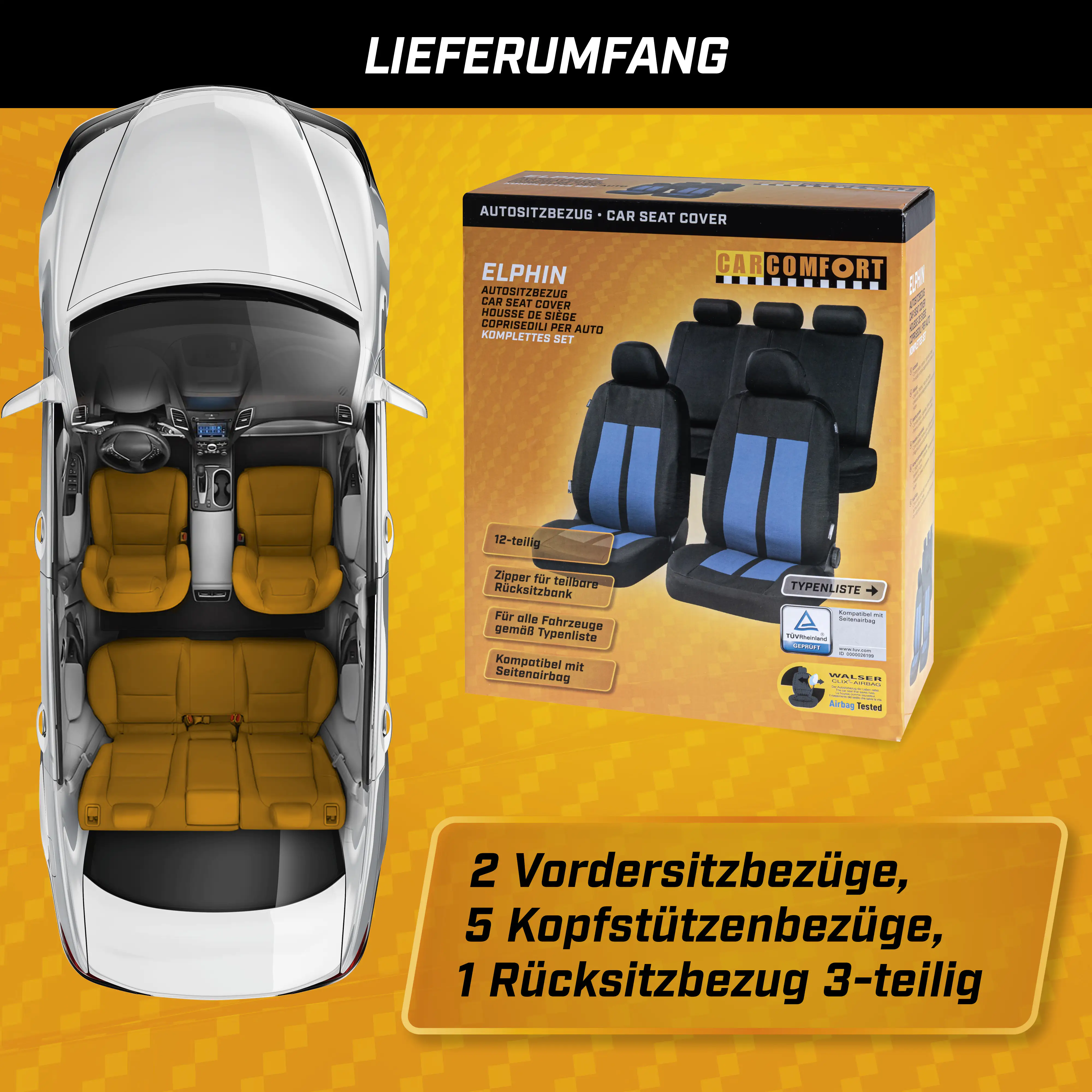 CarComfort Autositzbezug-Set Elphin schwarz-blau CarComfort Autositzbezug-Set Elphin schwarz-blau