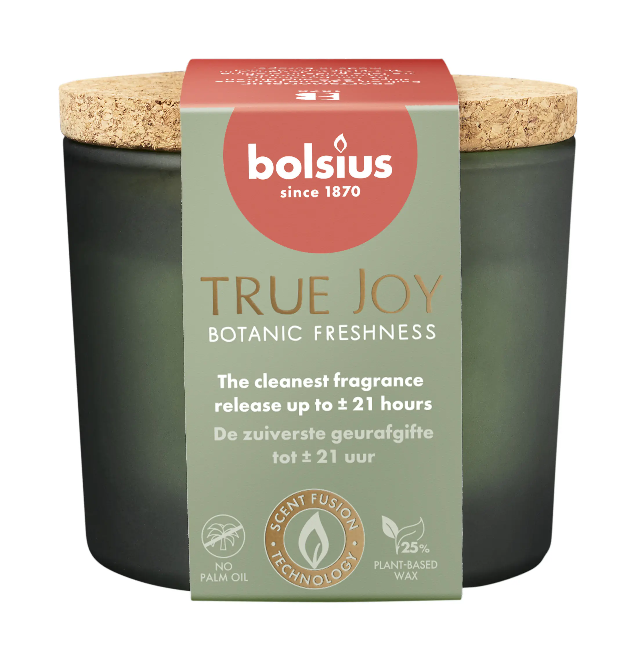 Bolsius Duftkerze True Joy Botanic Freshness 7 cm im Glas mit Korkdeckel
