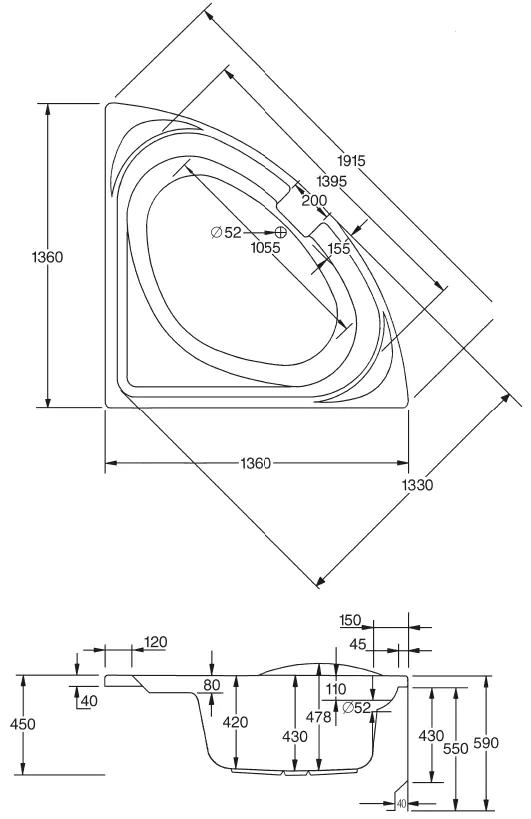 Ottofond Whirlpool-System Laguna 136 cm, Typ 1 Ottofond Whirlpool-System Laguna 136 cm, Typ 1