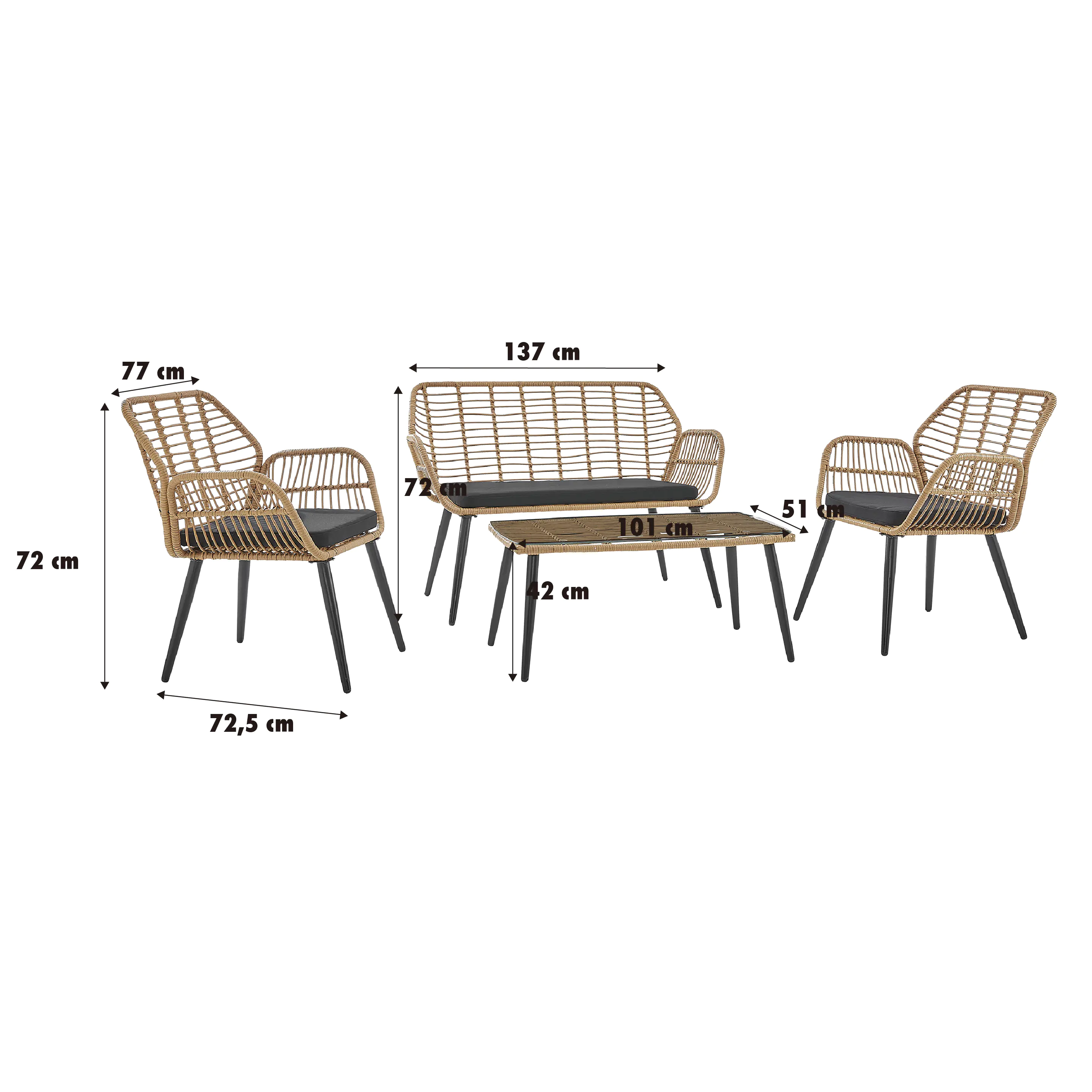TrendLine Loungeset Larisa 4-teilig TrendLine Loungeset Larisa 4-teilig