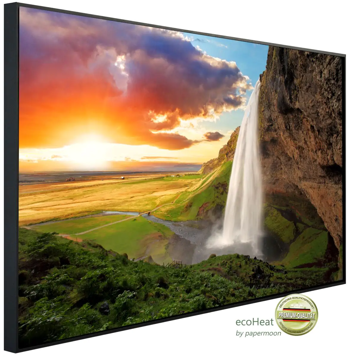 papermoon Infrarotheizkörper EcoHeat 90x120 cm 1200 Watt Wasserfall Island