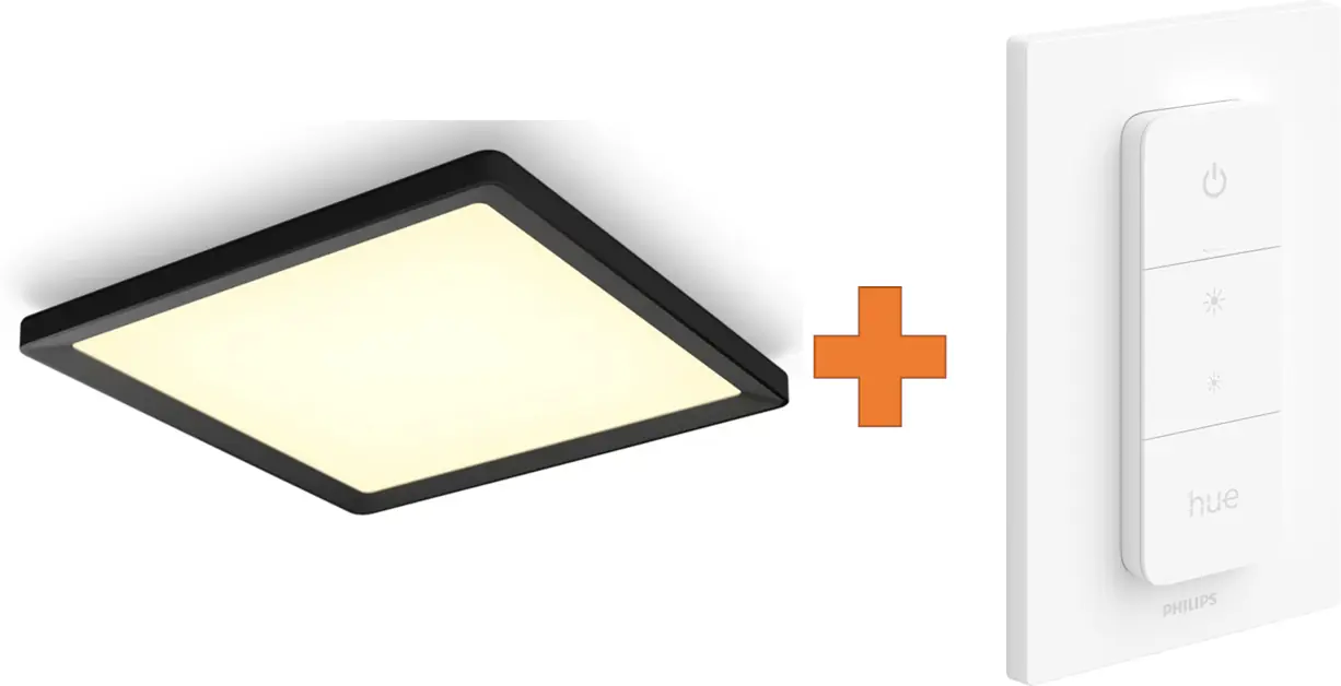 Philips Hue LED Deckenleuchte Tento + Dimmerschalter eckig schwarz 39,5 x 39,5 cm warmweiß-kaltweiß Philips Hue LED Deckenleuchte Tento + Dimmerschalter eckig schwarz 39,5 x 39,5 cm warmweiß-kaltweiß