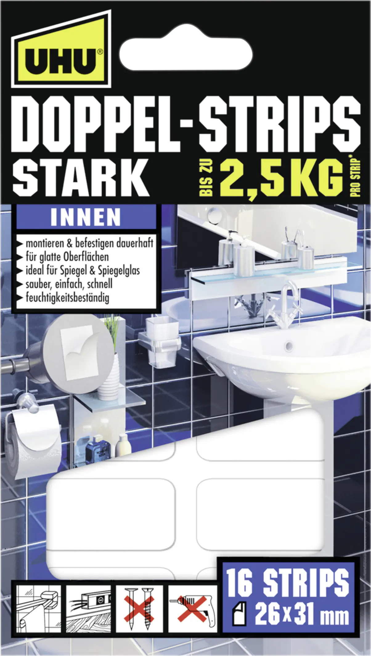 UHU Doppelstrips stark 16 Stück UHU Doppelstrips stark 16 Stück