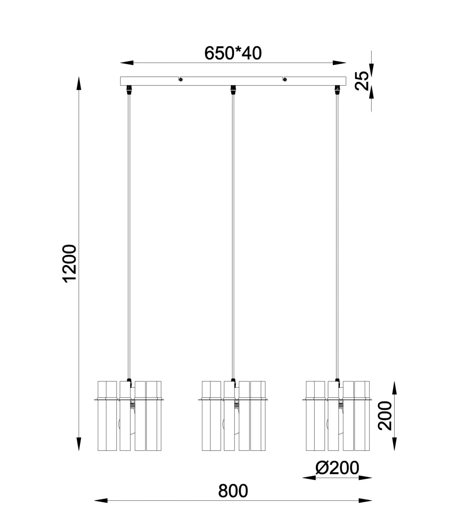 Globo Pendelleuchte GORLEY II 80 x 120 cm 3xE27