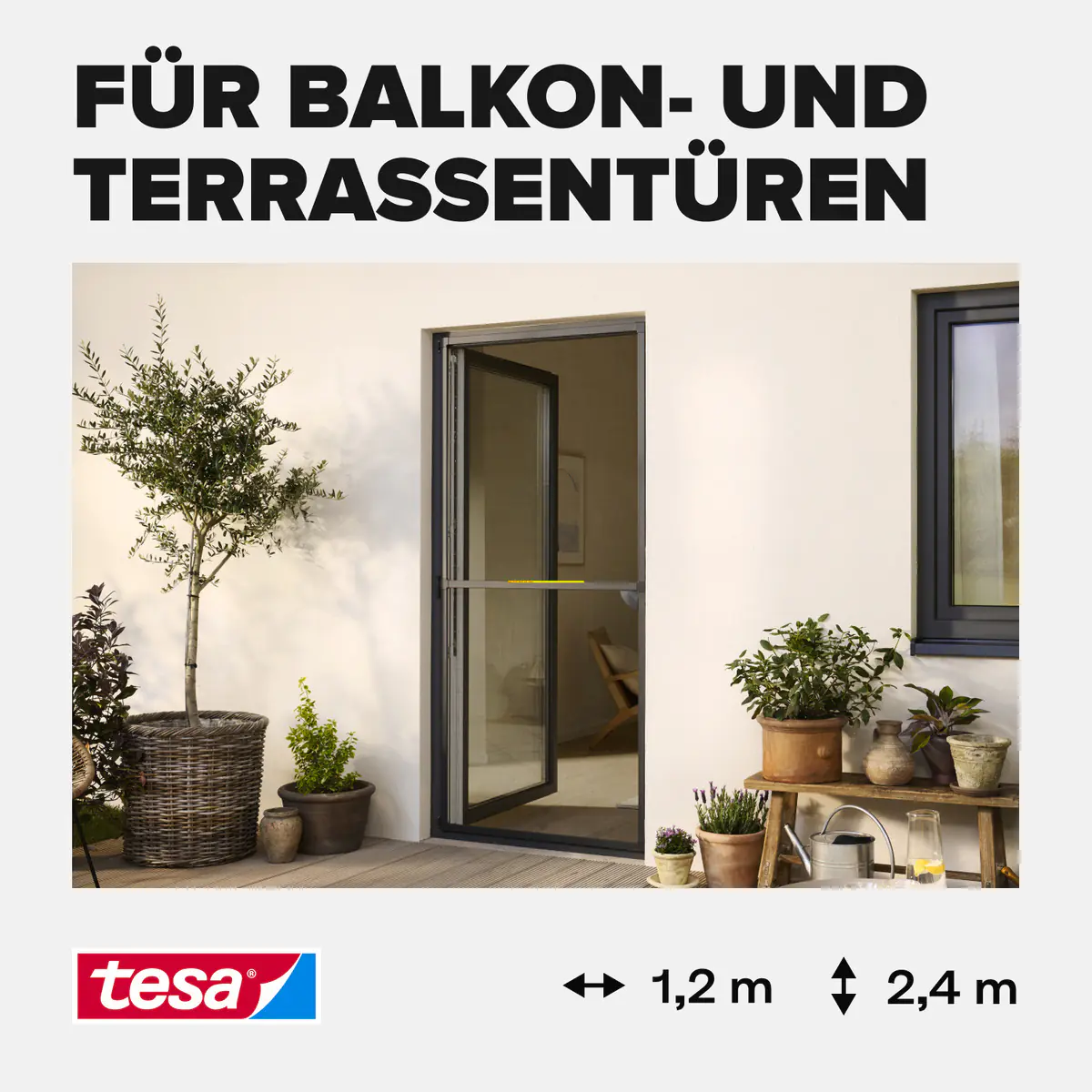 tesa Fliegengitter-Tür Comfort im Alurahmen 120 x 240 cm weiß