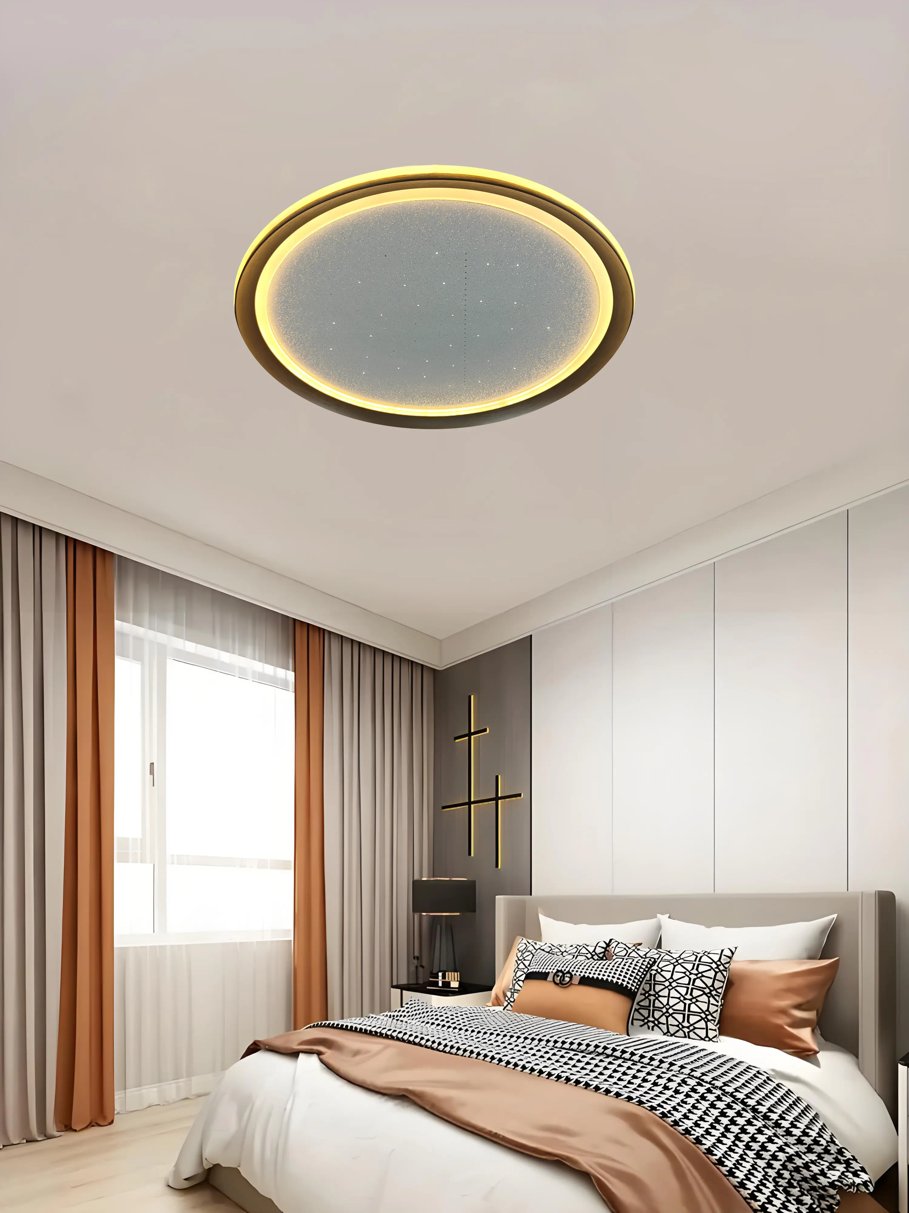 LED Deckenleuchte Bari mit Sternenhimmel weiß Ø 50 x 9 cm warmweiß-kaltweiß dimmbar