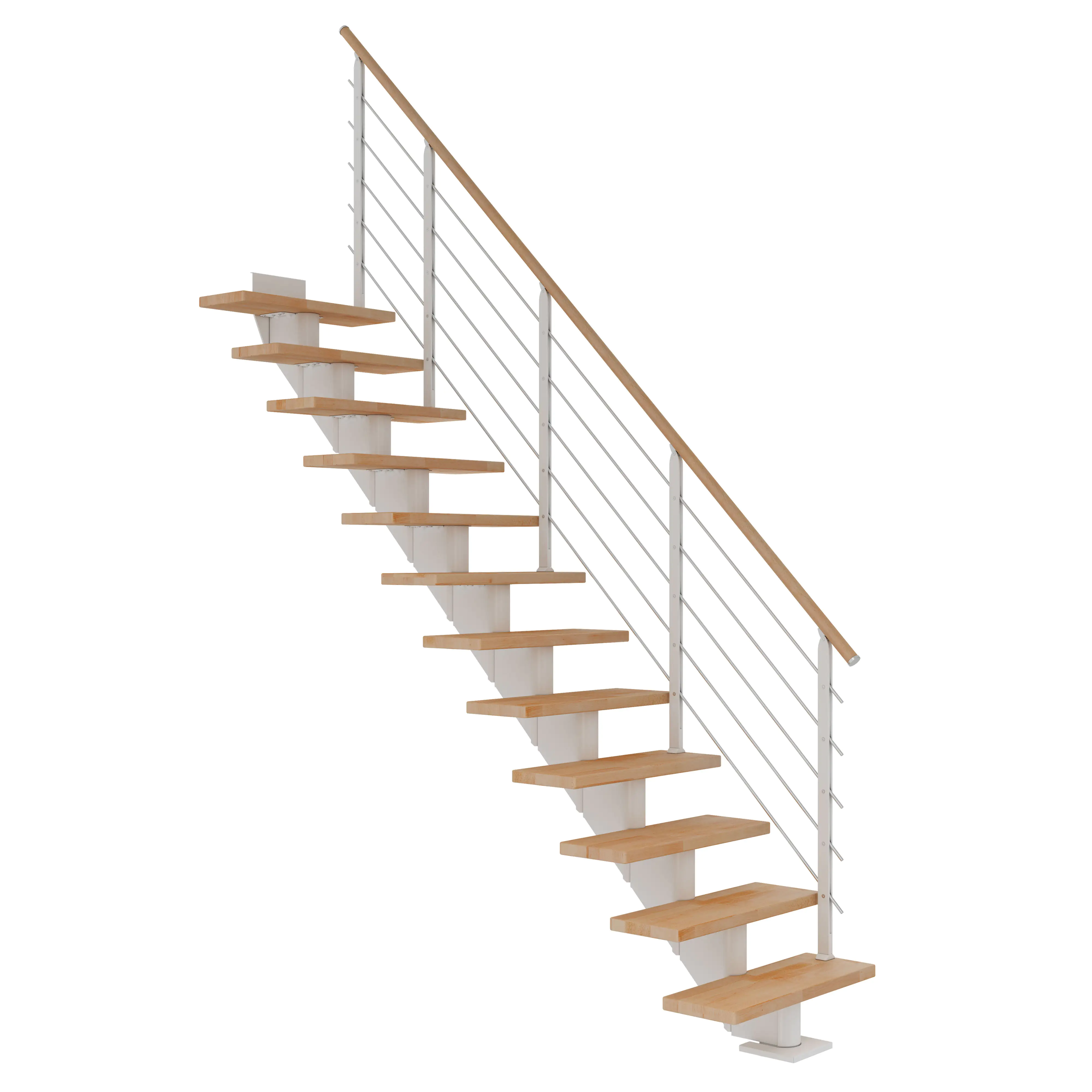 Dolle Mittelholmtreppe Hamburg Buche 75 cm 11 Stufen gerade mit Geländer weiß
