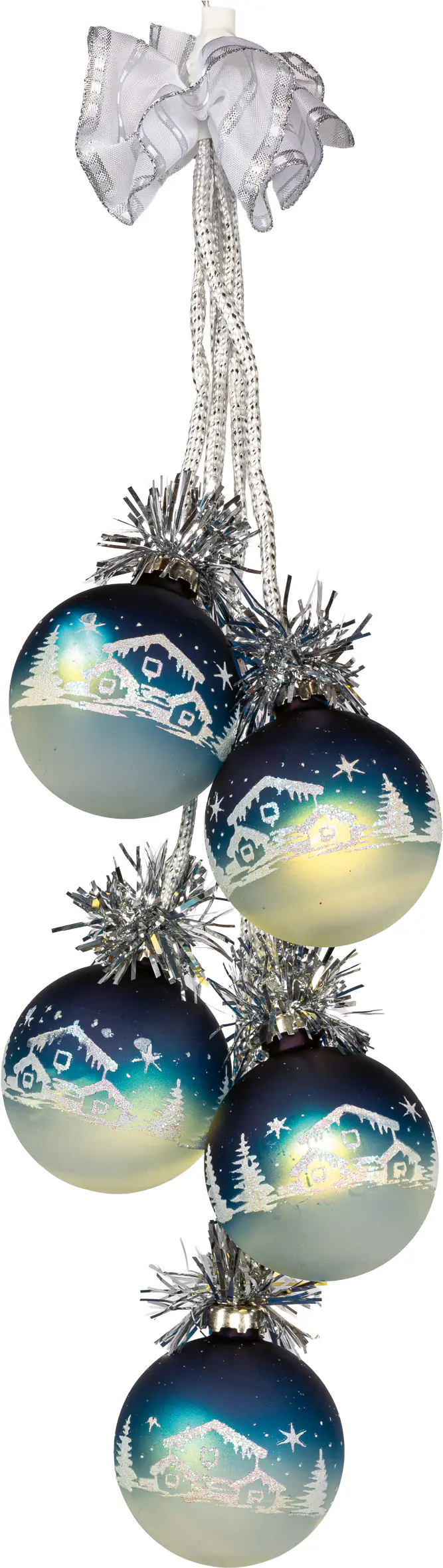 HGD Glaskugelschmuck Weihnachten mit Beleuchtung blau/weiß Ø 8 cm 5 Stück
