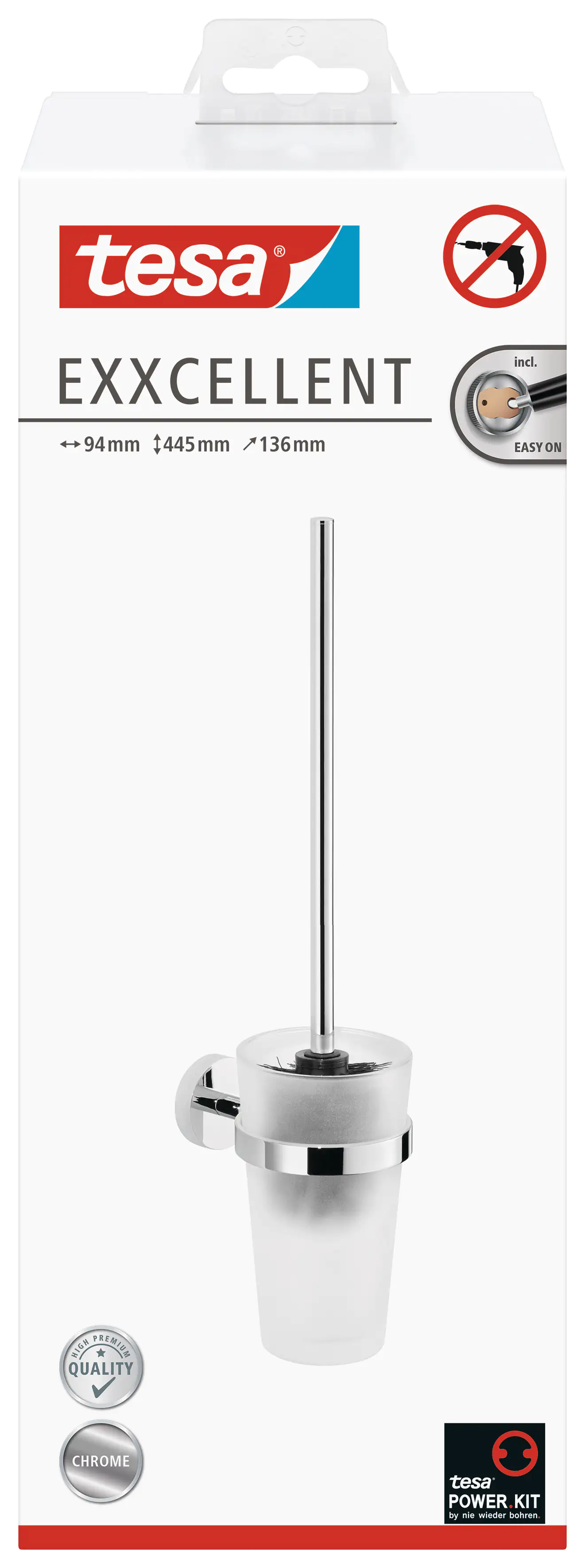tesa WC-Bürstengarnitur Exxcellent Metall und Milchglas, chrom/weiß tesa WC-Bürstengarnitur Exxcellent Metall und Milchglas, chrom/weiß