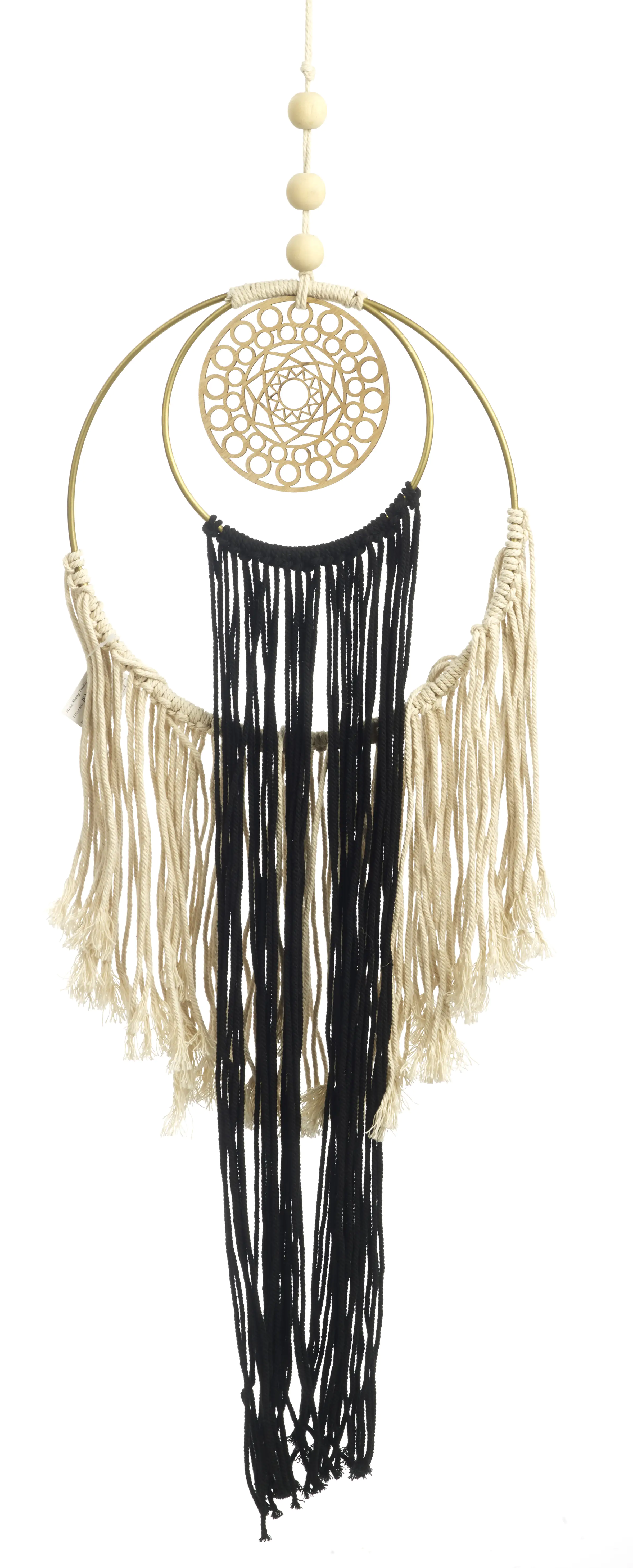 TrendLine Traumfänger Makramee 25 x 88 cm beige schwarz