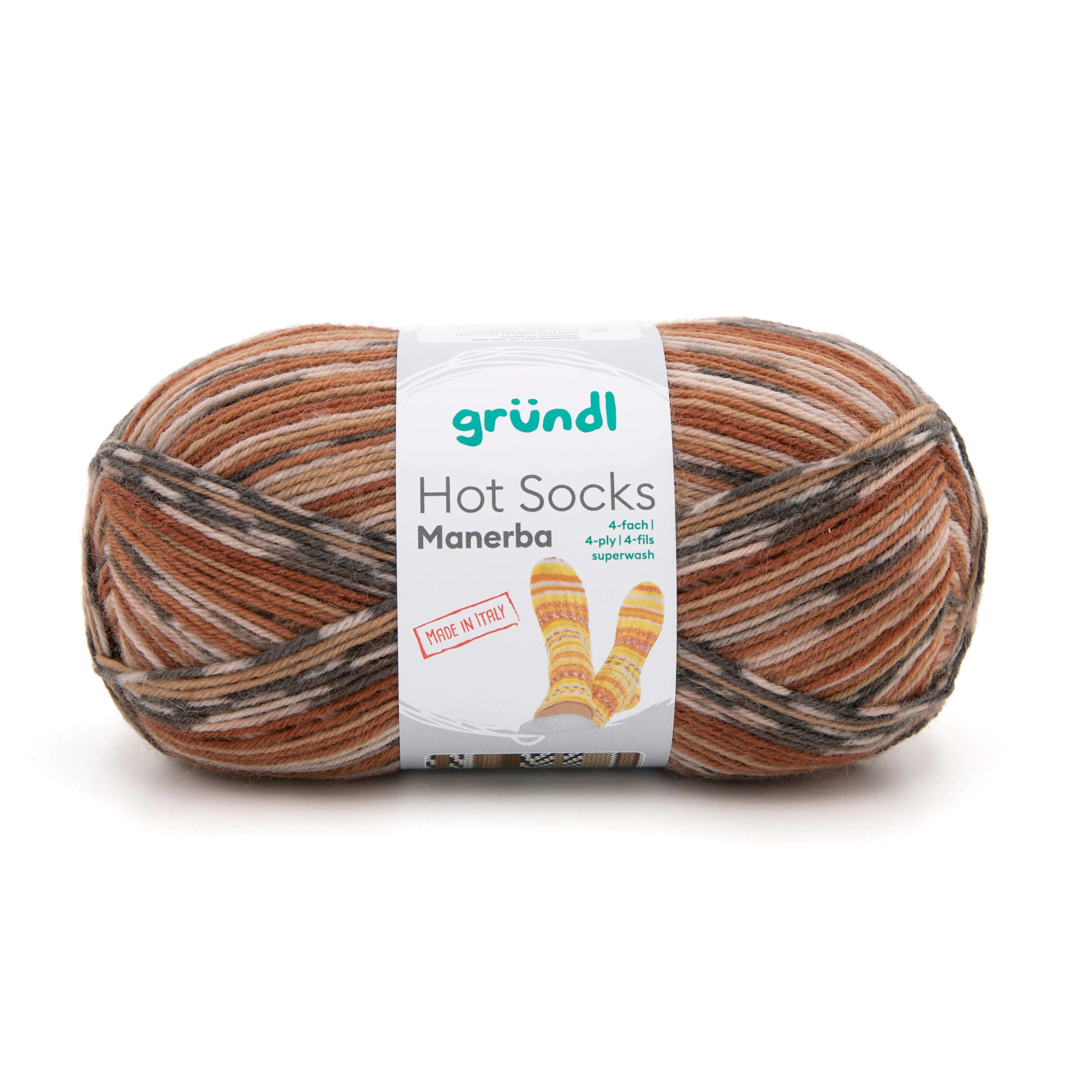 Gründl Wolle Hot Socks Manerba 100 g 4-fach braun-beige-graubraun-natur
