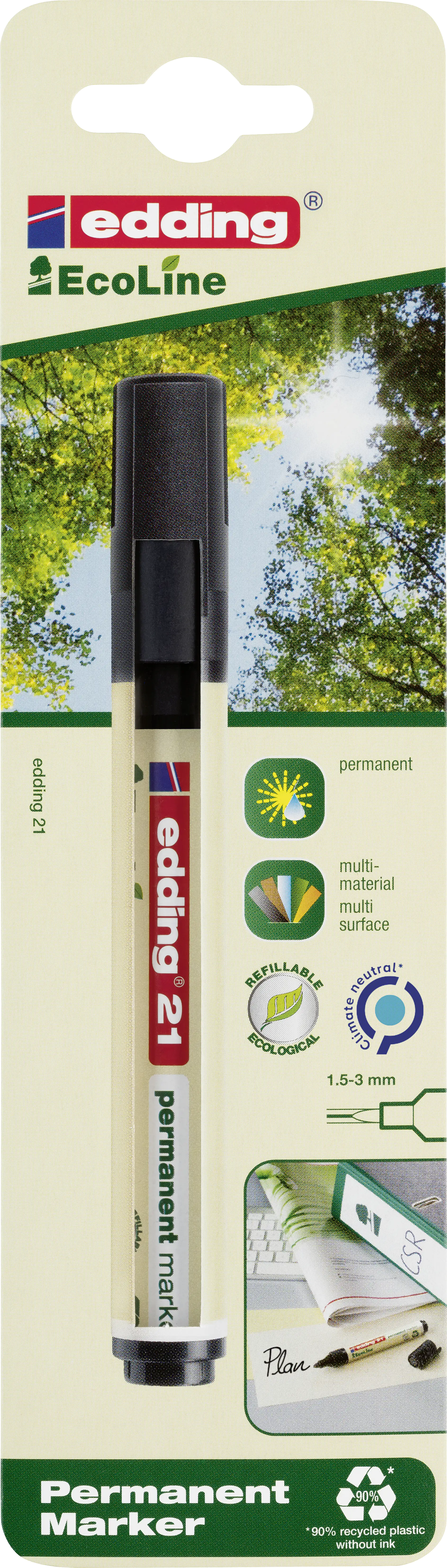 edding 21 EcoLine permanent marker schwarz 1,5 - 3 mm