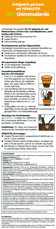Primaster Bio Universalerde 16 L torffrei Primaster Bio Universalerde 16 L torffrei