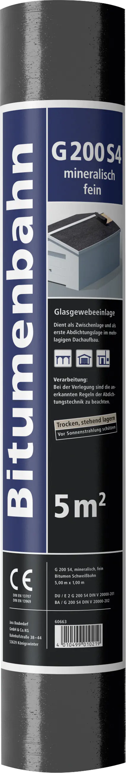 Bitumen Schweißbahn G 200 S4 fein 5 x 1 m = 5 m² schwarz Bitumen Schweißbahn G 200 S4 fein 5 x 1 m = 5 m² schwarz