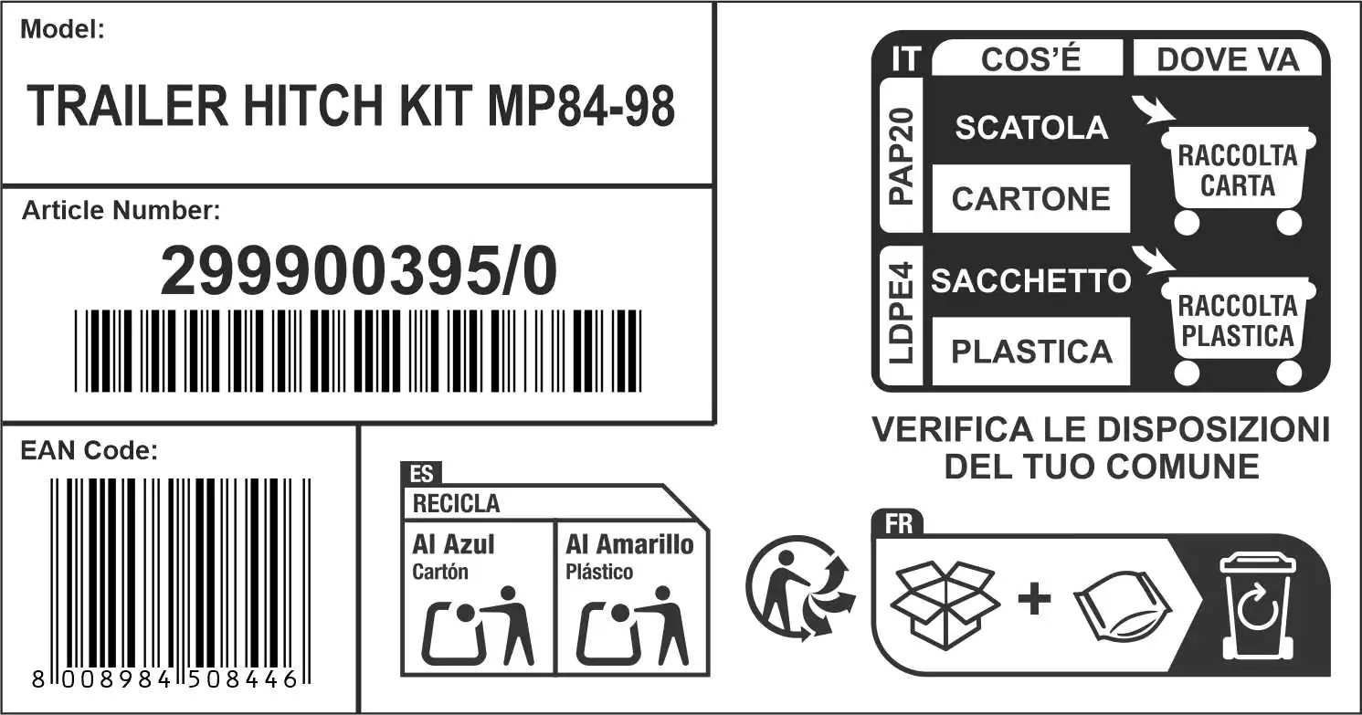 Alpina Anhängerkupplung für 84er und 98er Rasentraktoren