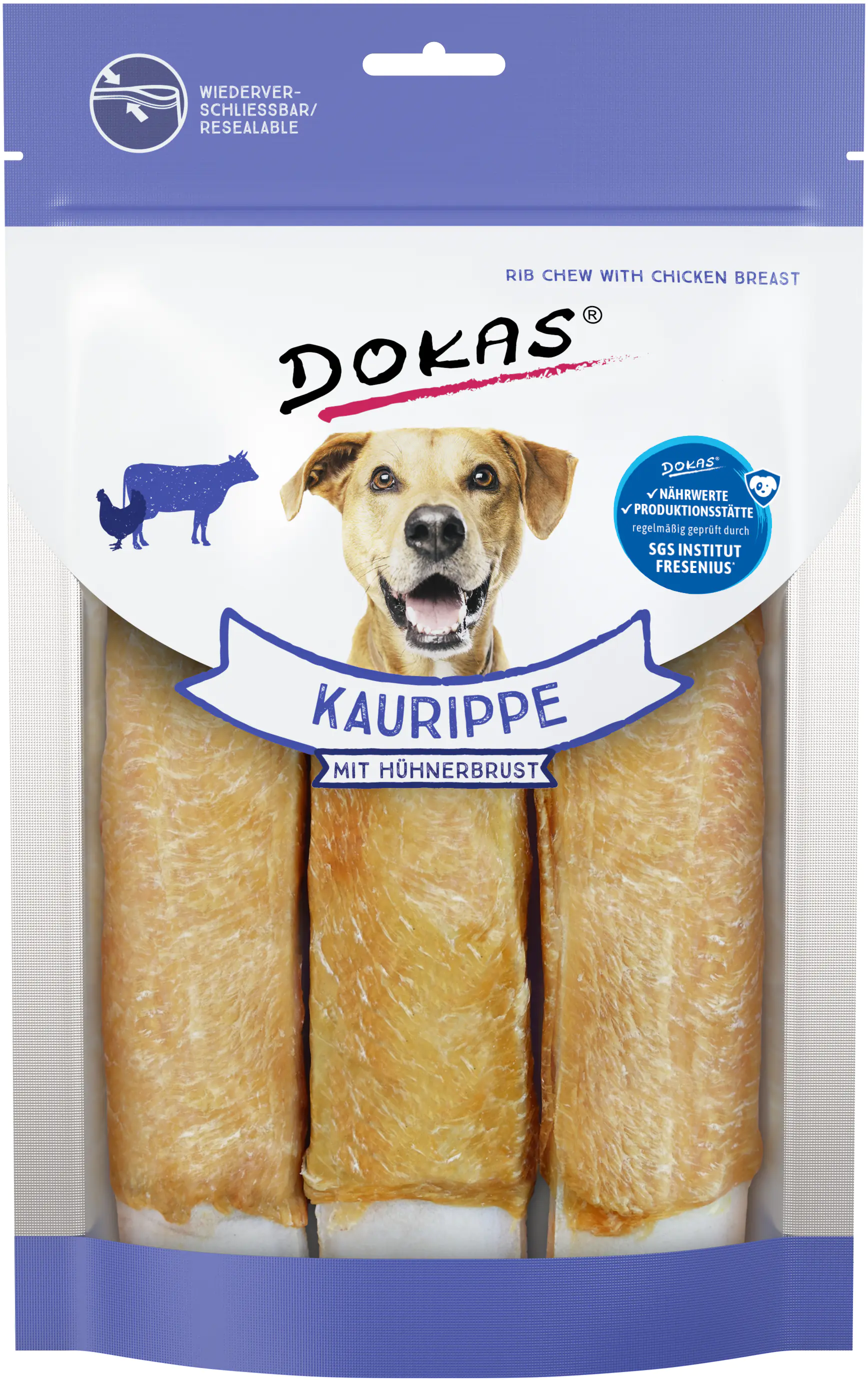 Dokas Kaurippe mit Hühnerbrust 210 g, 3 Stück