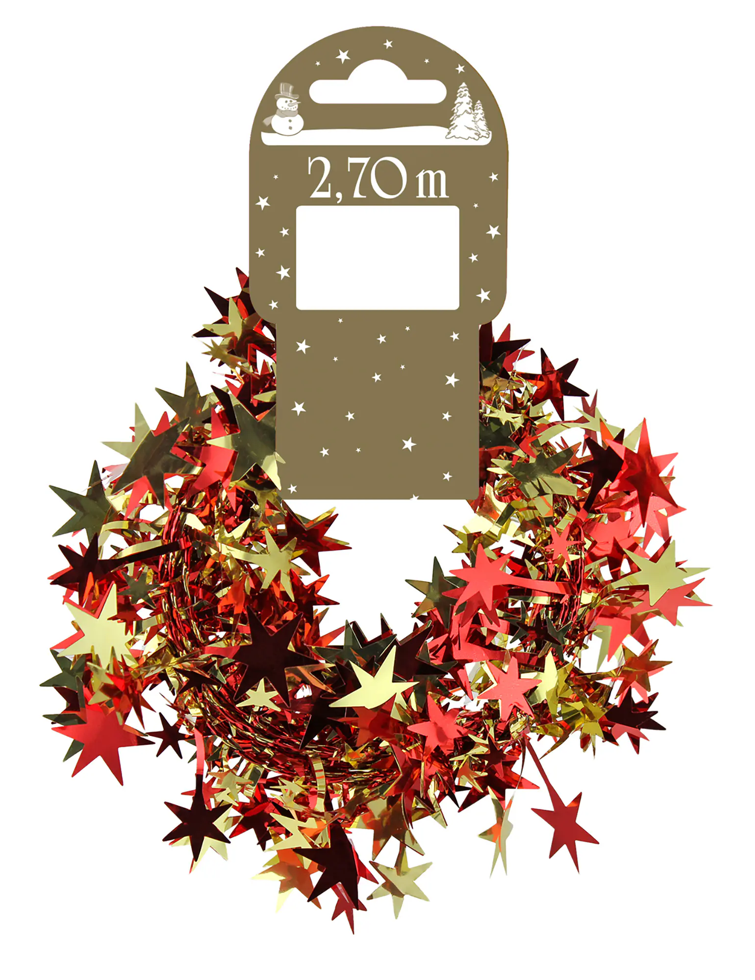 Girlande im Sternmotiv Kunststoff 270 cm rot-gold 