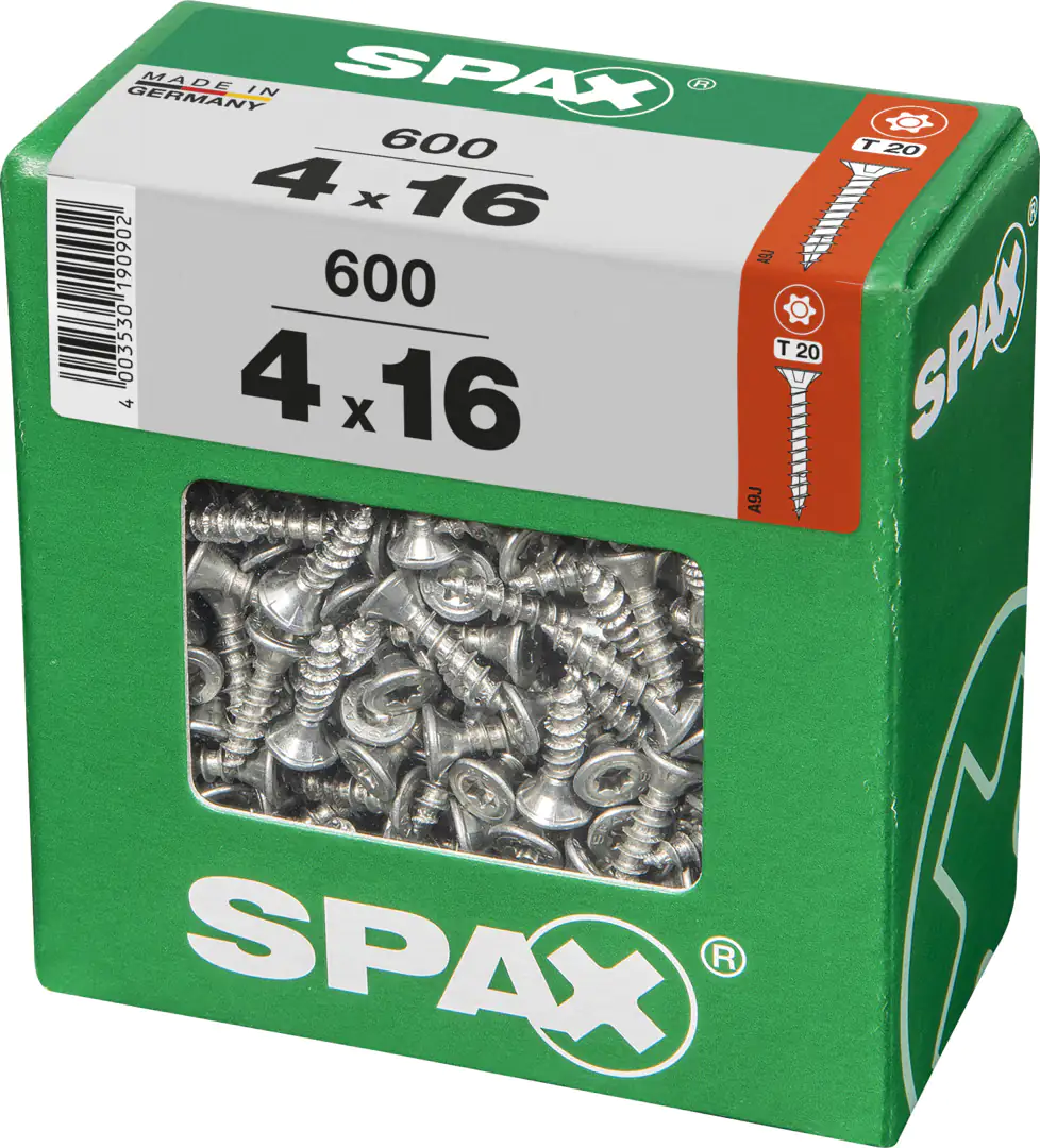 Spax Universalschrauben 4.0 x 16 mm TX 20 - 600 Stk. Spax Universalschrauben 4.0 x 16 mm TX 20 - 600 Stk.