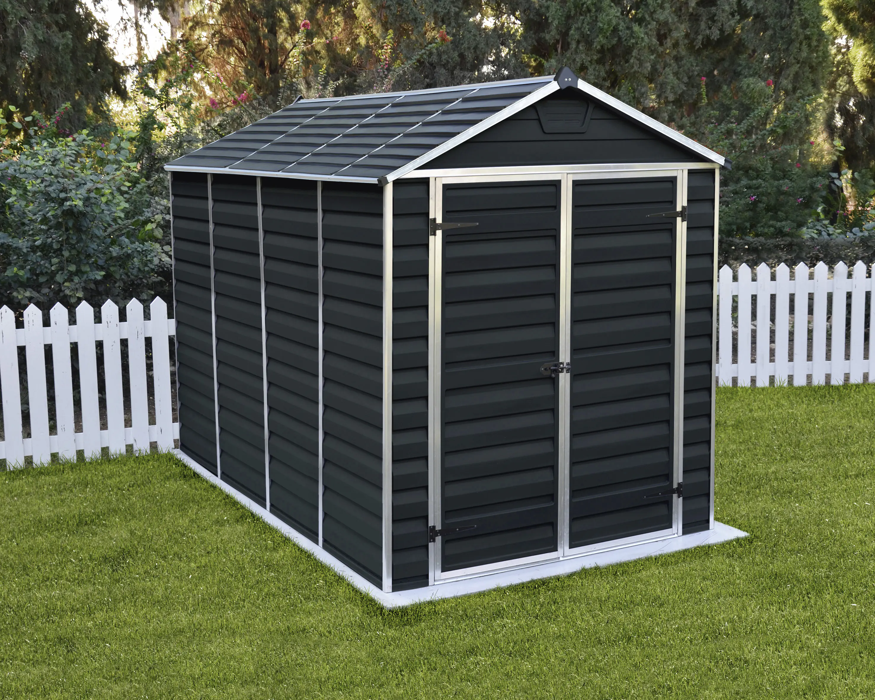 Canopia Gerätehaus Skylight 6x10 mit Solar LED Kit grau 185,4 x 303,6 cm