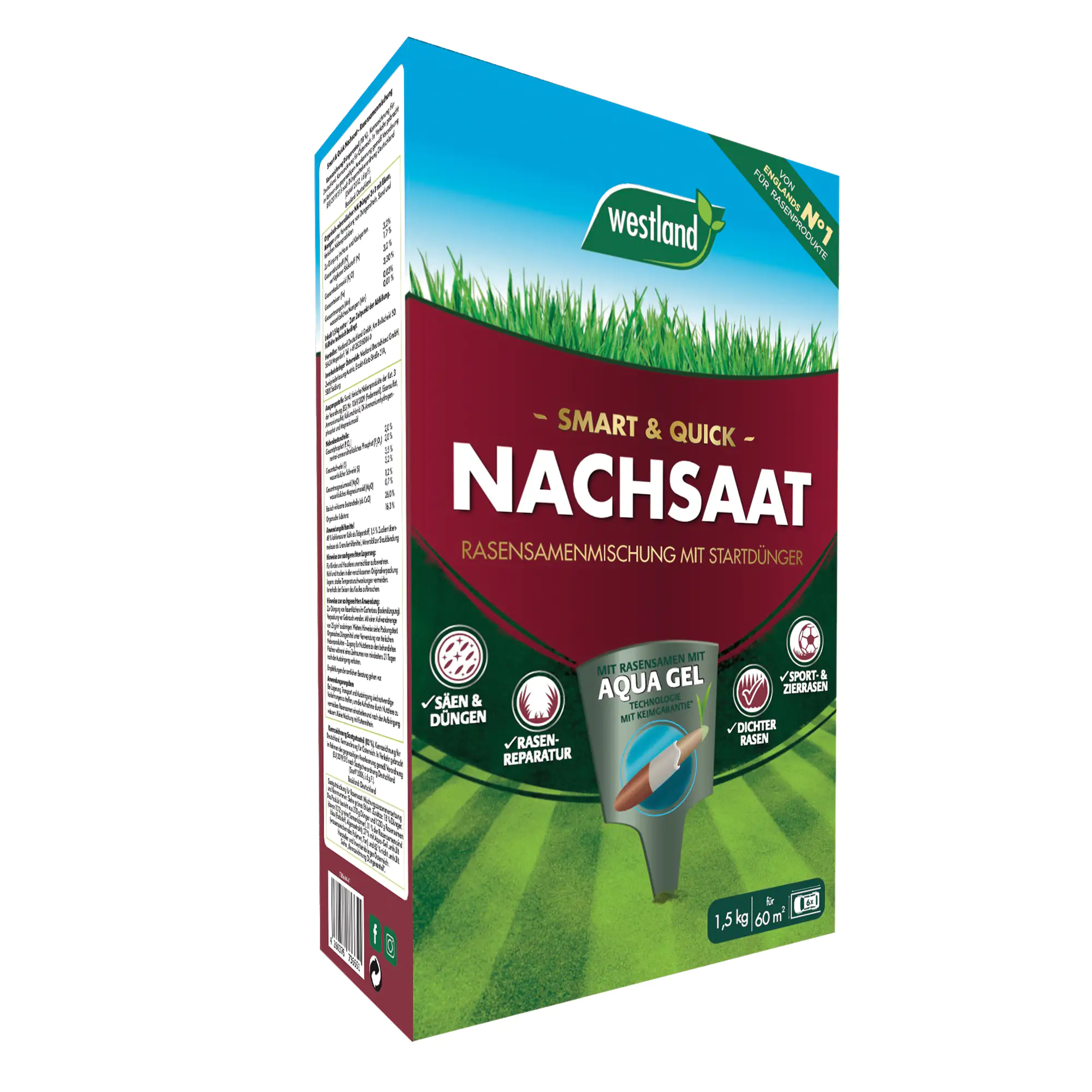 Westland Smart Quick Nachsaatrasen für 60 m² 1,5 kg Westland Smart Quick Nachsaatrasen für 60 m² 1,5 kg