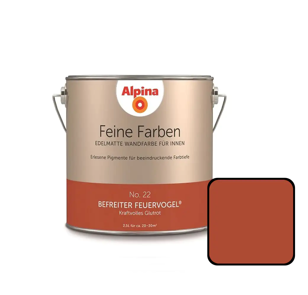 Alpina Feine Farben No. 22 Befreiter Feuervogel 2,5 L kraftvolles glutrot edelmatt Alpina Feine Farben No. 22 Befreiter Feuervogel 2,5 L kraftvolles glutrot edelmatt