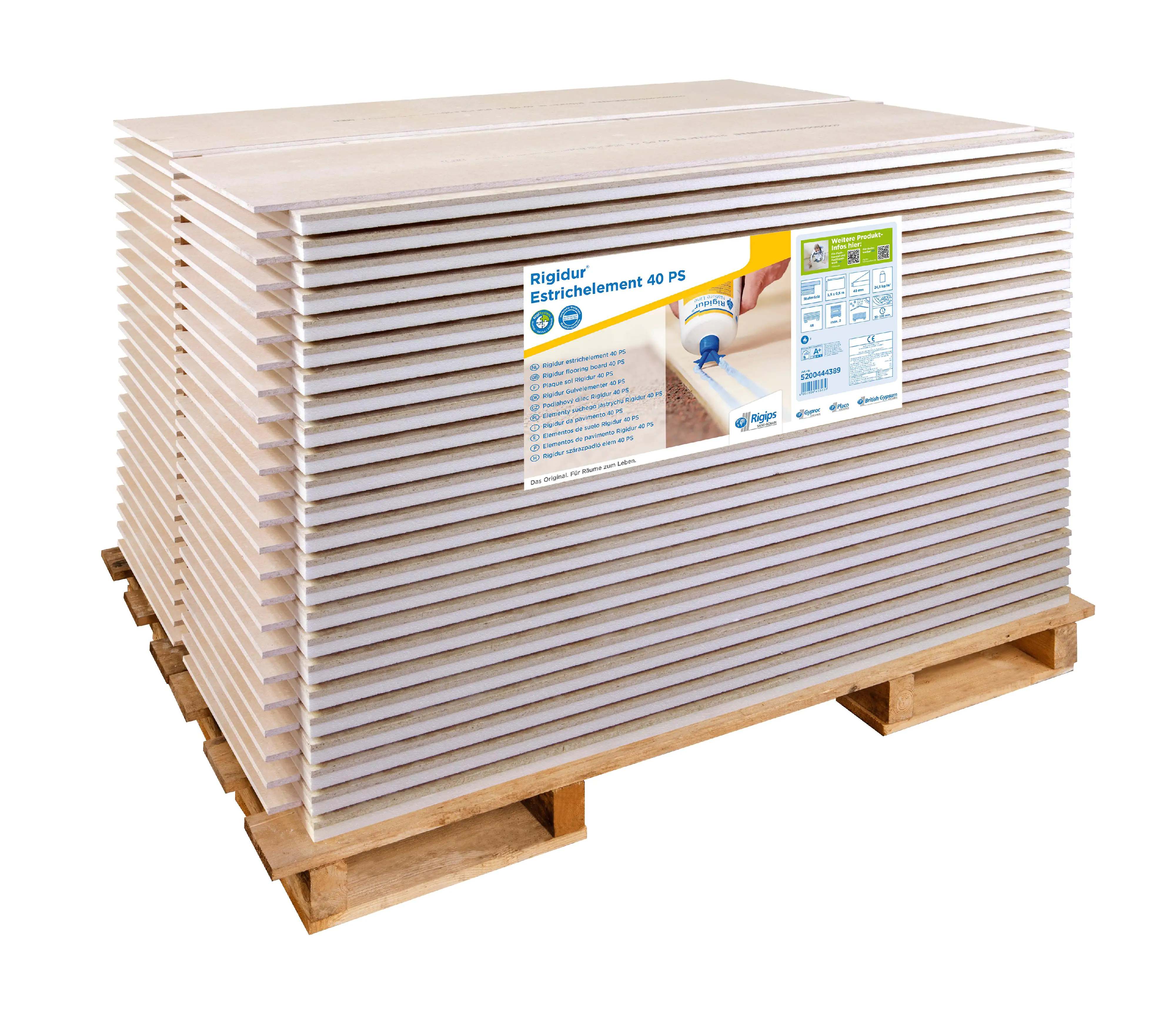 Rigidur Gipsfaser-Estrichelement 150 x 50 cm 40 mm mit Polystyrol-Kaschierung