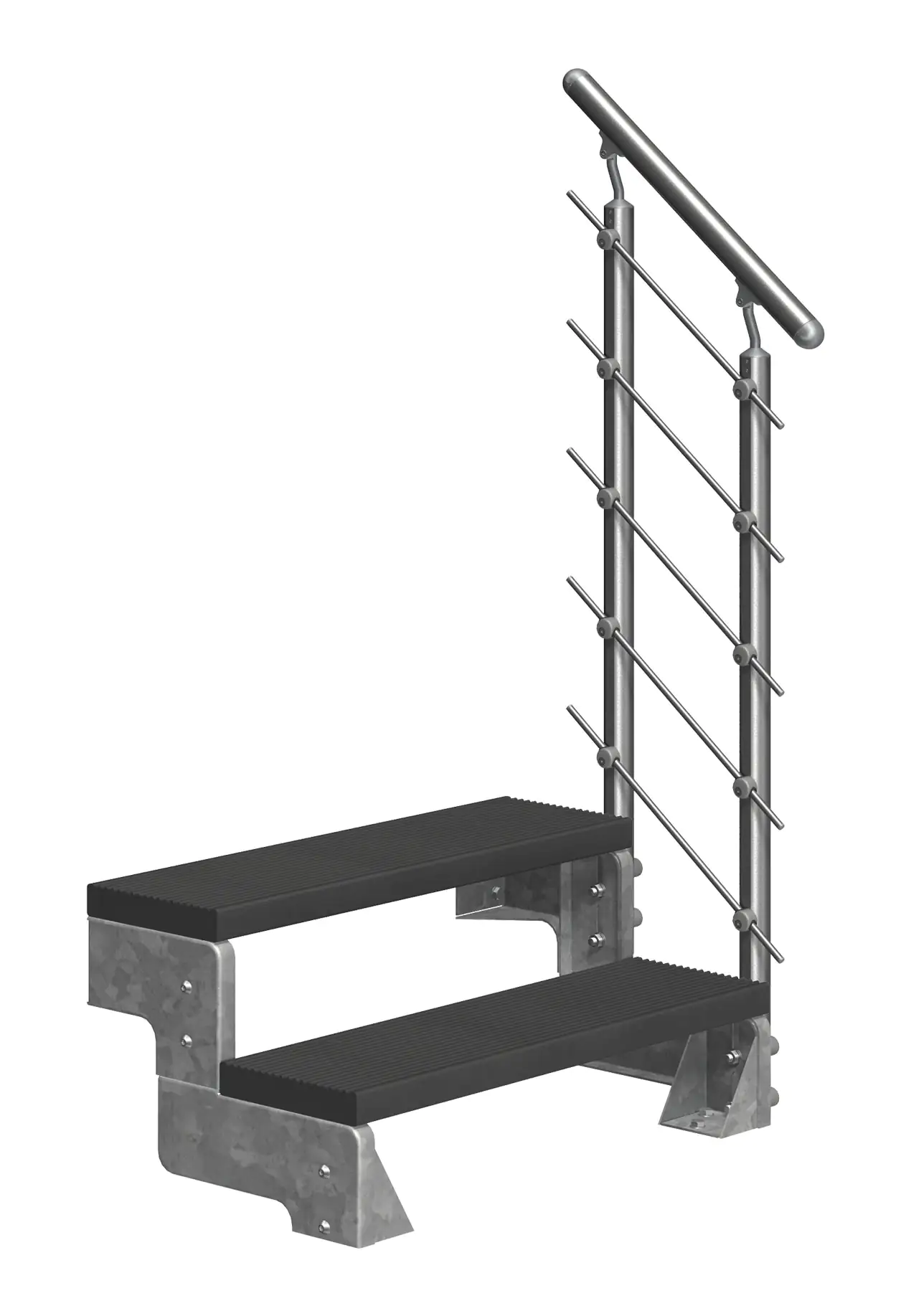 Dolle Außentreppe Gardentop mit Edelstahl-Geländer Breite 100 cm Trimax anthrazit