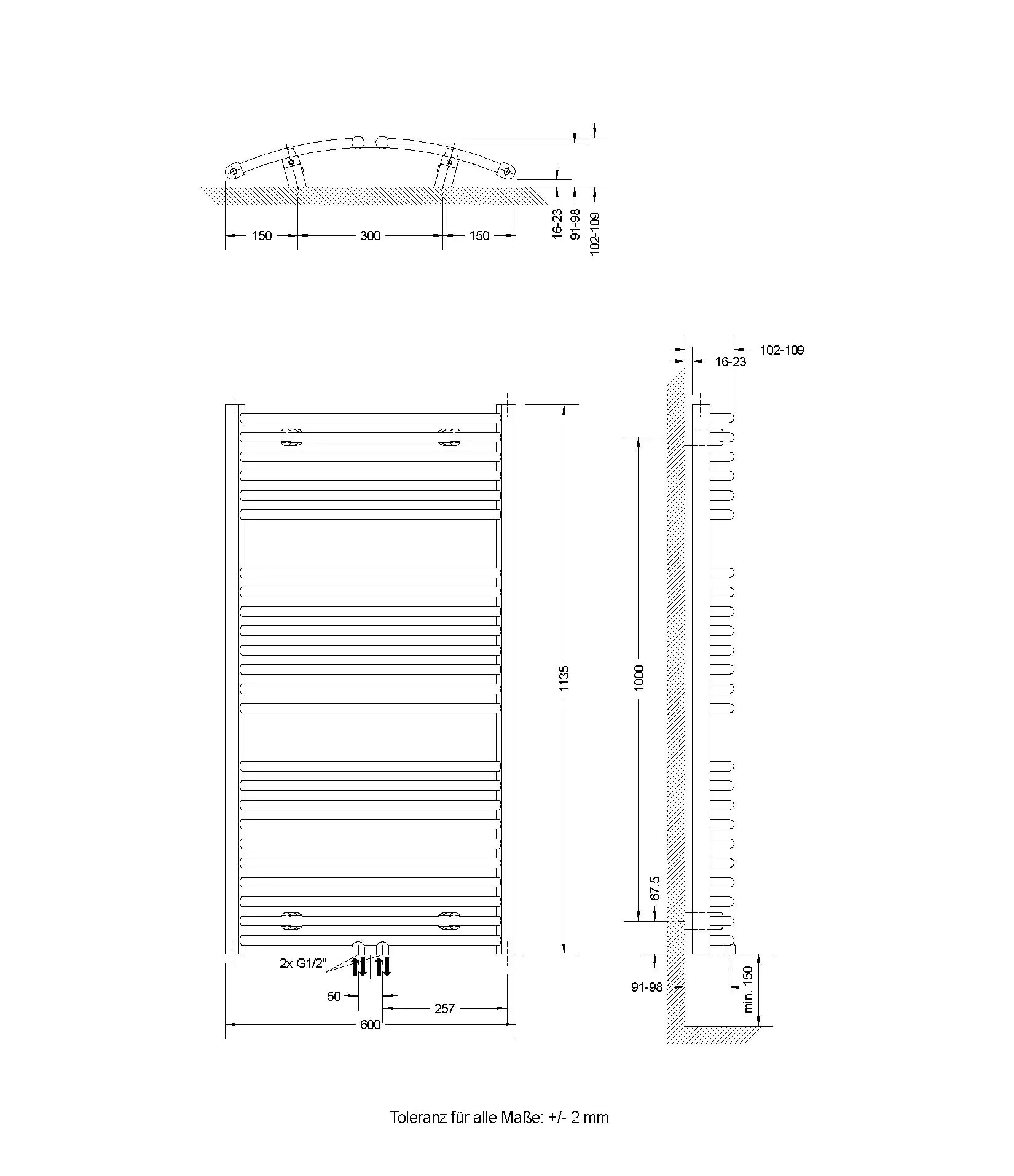 Schulte Badheizkörper Europa 113,5 x 60 cm 609 Watt