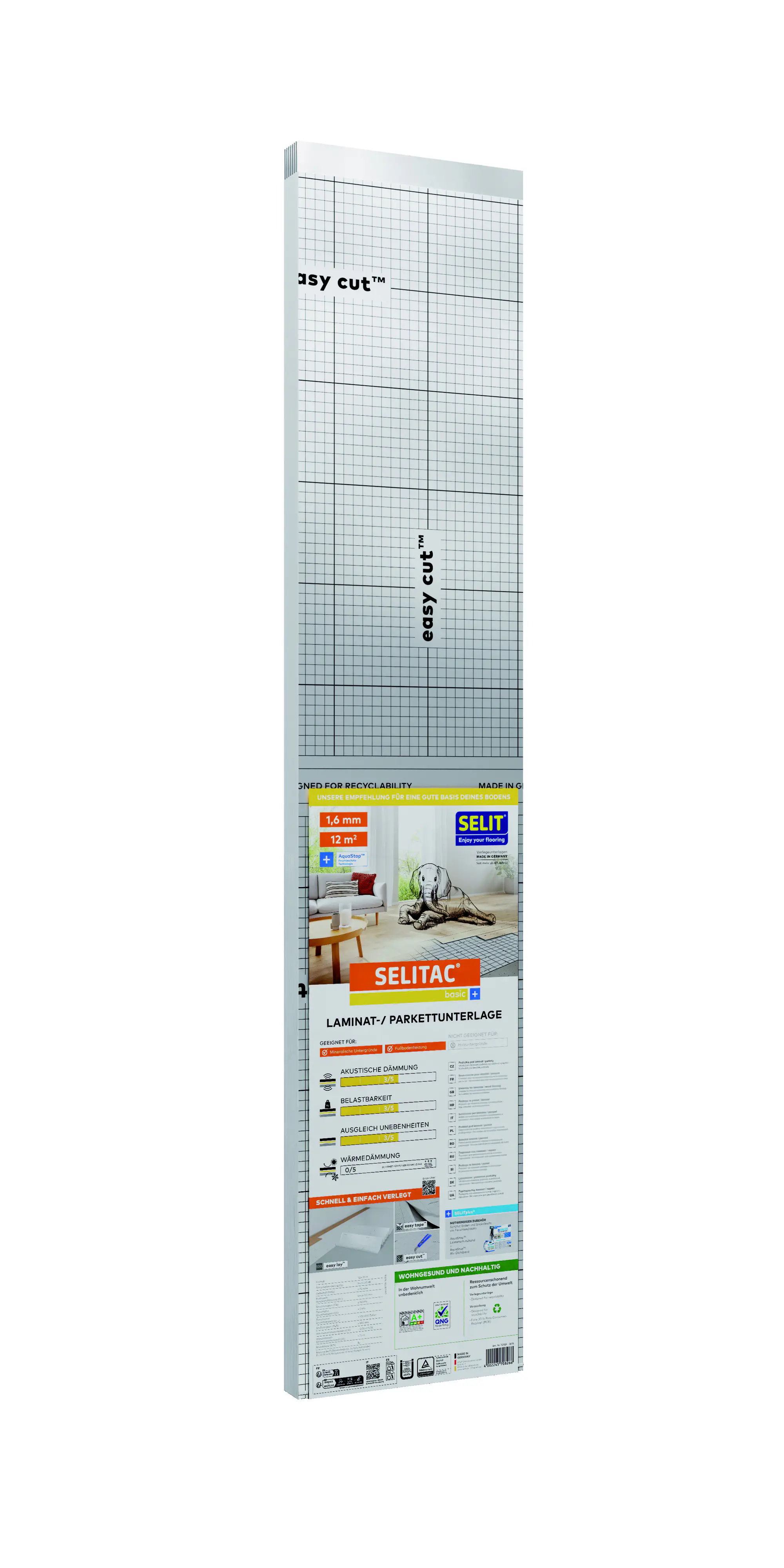 Selitac Parkett- und Laminatunterlage basic+ 1,6 mm 12 m²