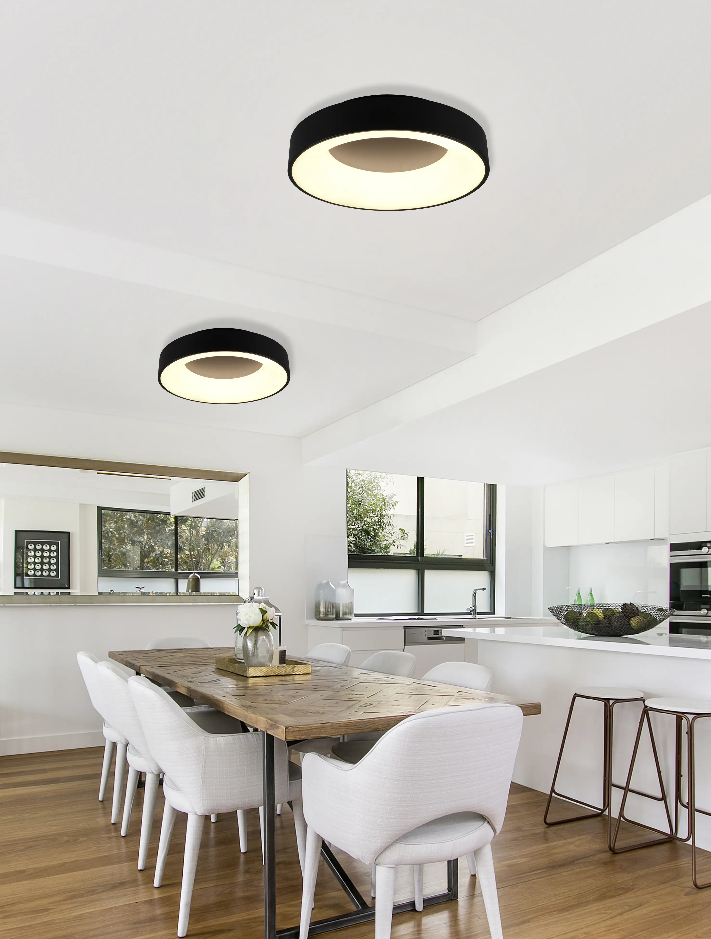 Trio LED Deckenleuchte Girona schwarz dimmbar