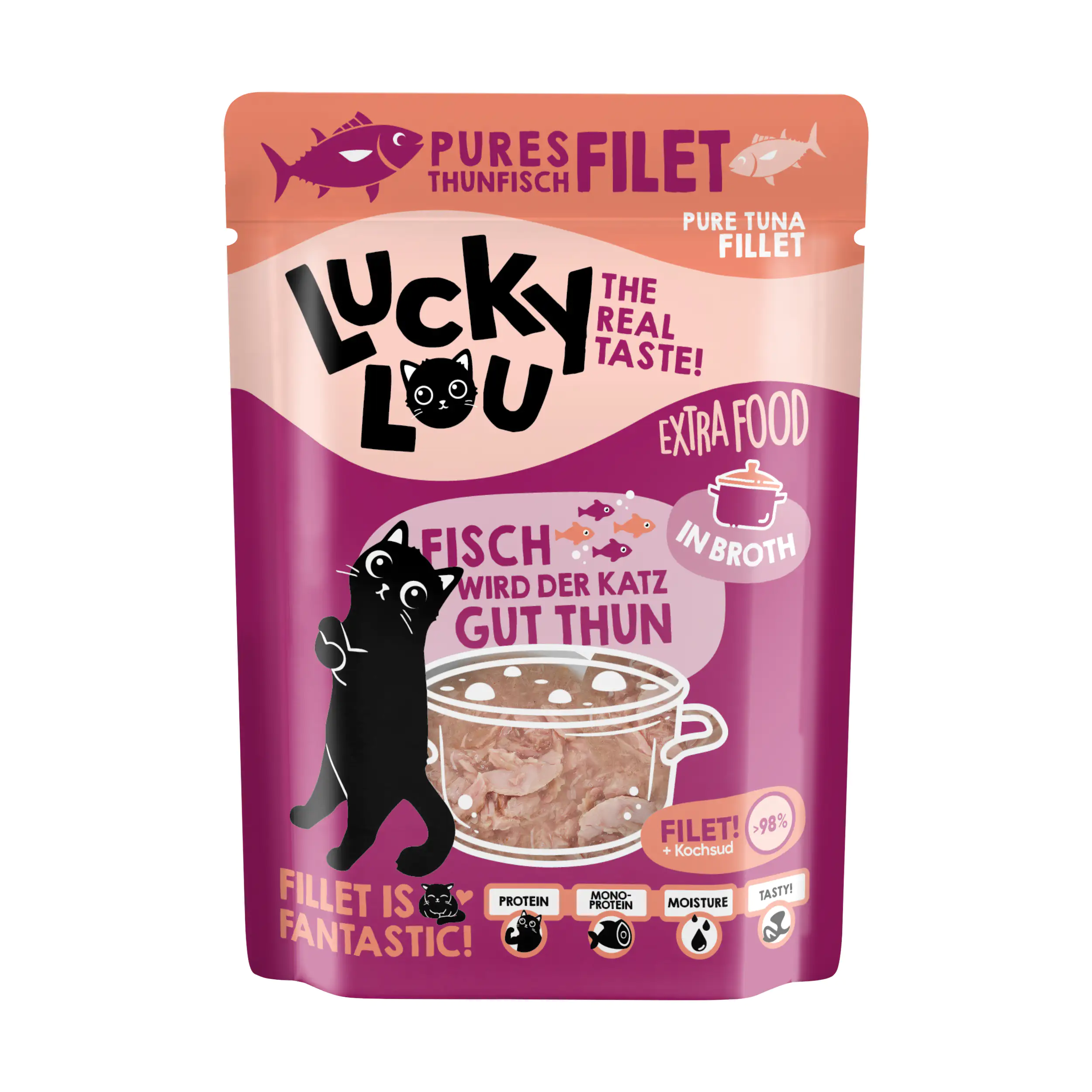 Lucky Lou Extrafood Pures Hühnerfilet in Brühe 70 g  Lucky Lou Extrafood Pures Hühnerfilet in Brühe 70 g