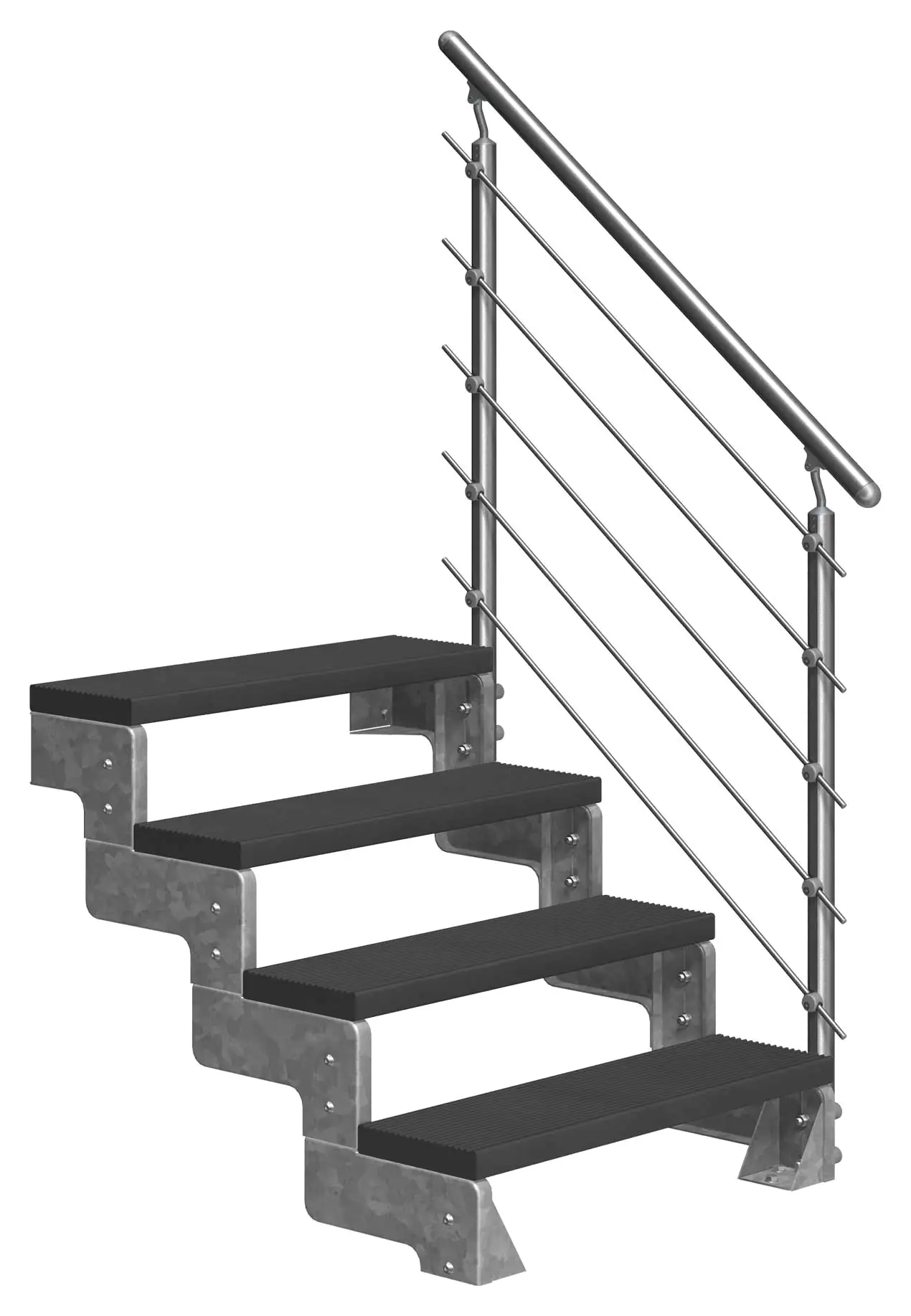 Dolle Außentreppe Gardentop mit Edelstahl-Geländer Breite 80 cm Trimax anthrazit