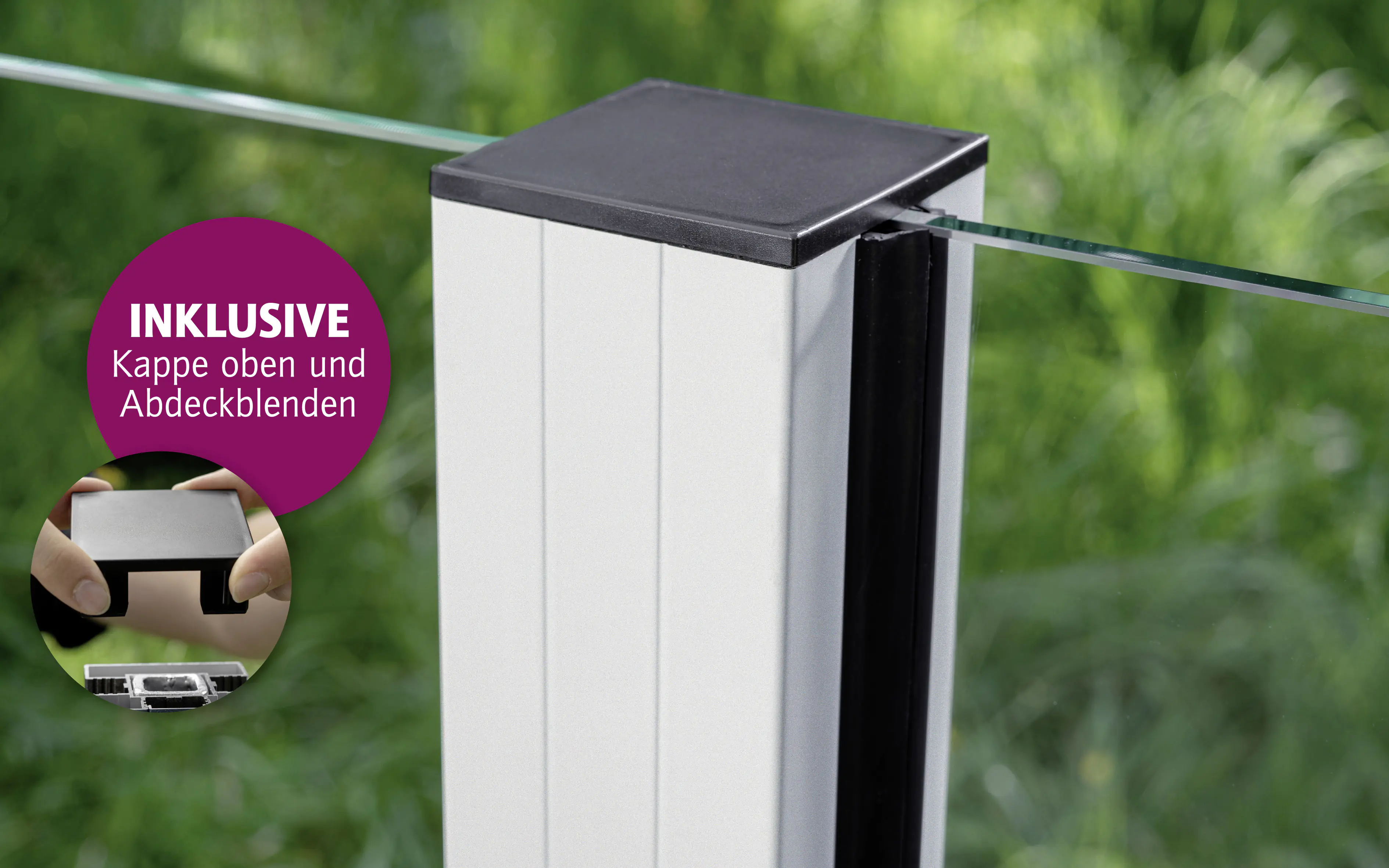 Ambiente Aluminium-Pfosten 240 cm, 68 x 68 mm, Verkehrsweiß Struktur 9016