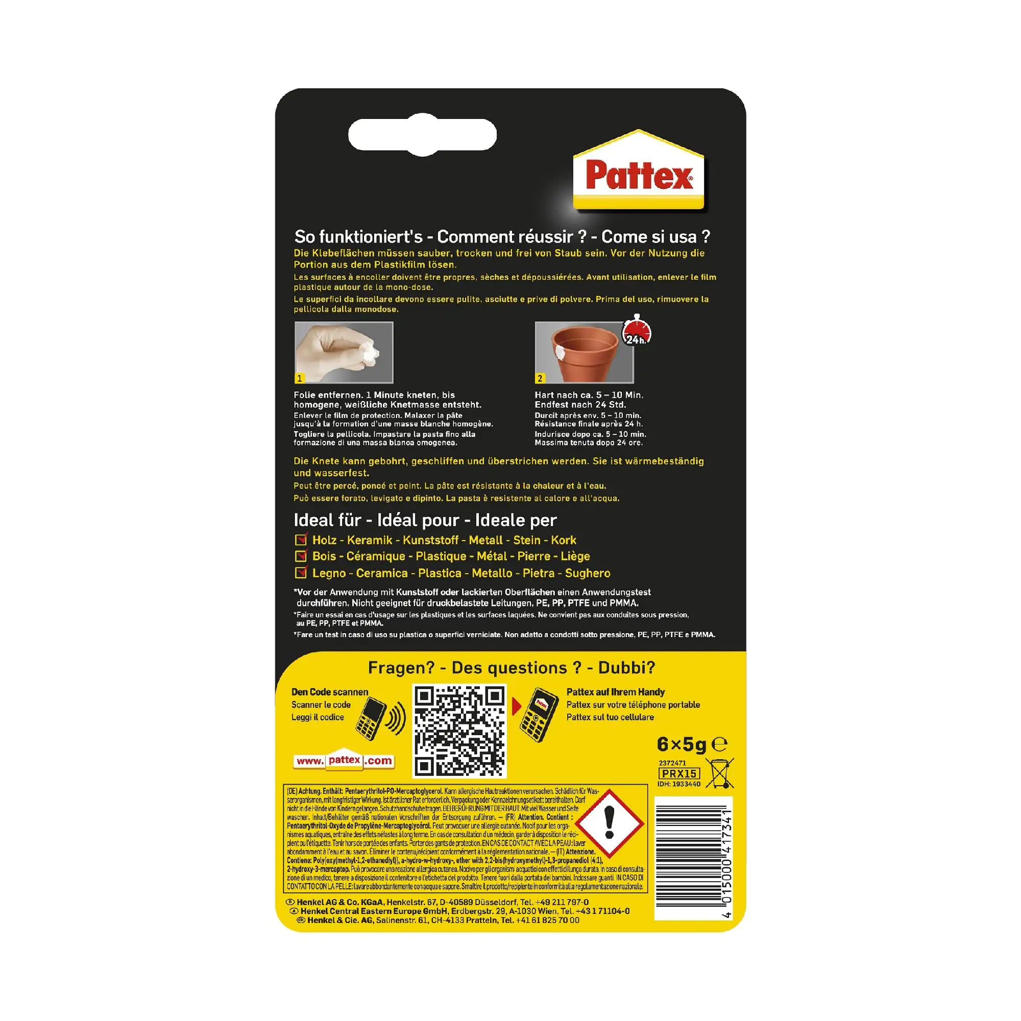 Pattex Epoxidharzkleber Powerknete Repair Express 6 x 5 g, weiß