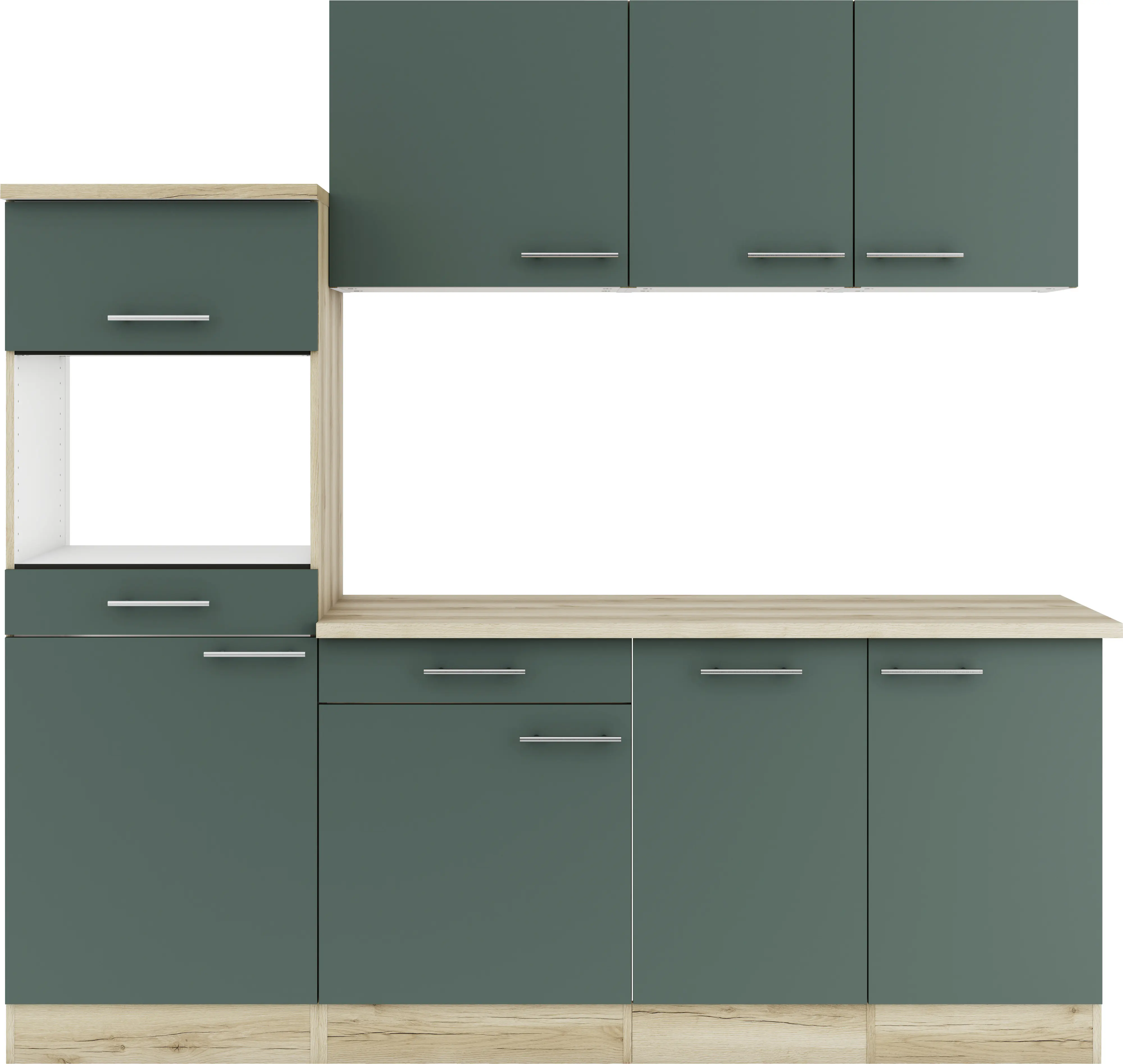 Optifit Küchenzeile Savona 405 ohne Geräte steingrün 210 cm