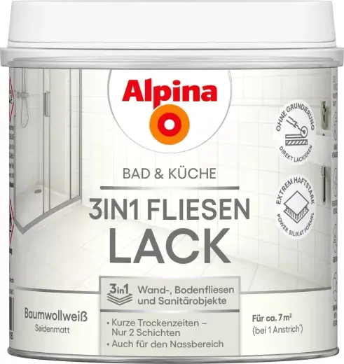 Alpina Bad & Küche Fliesenlack 3 in 1 weiß 500 ml Alpina Bad & Küche Fliesenlack 3 in 1 weiß 500 ml